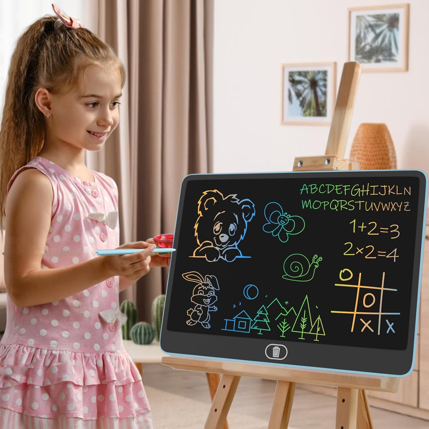2 Pack 12 Inch LCD Writing Tablet, Electight Colorful Doodle Board, Eye Protection Drawing Board with Lock & Erase FUNC, Birthday Gifts and Toys for 3 4 5 6 7 8 Year Old Boys and Girls - Pink & Blue