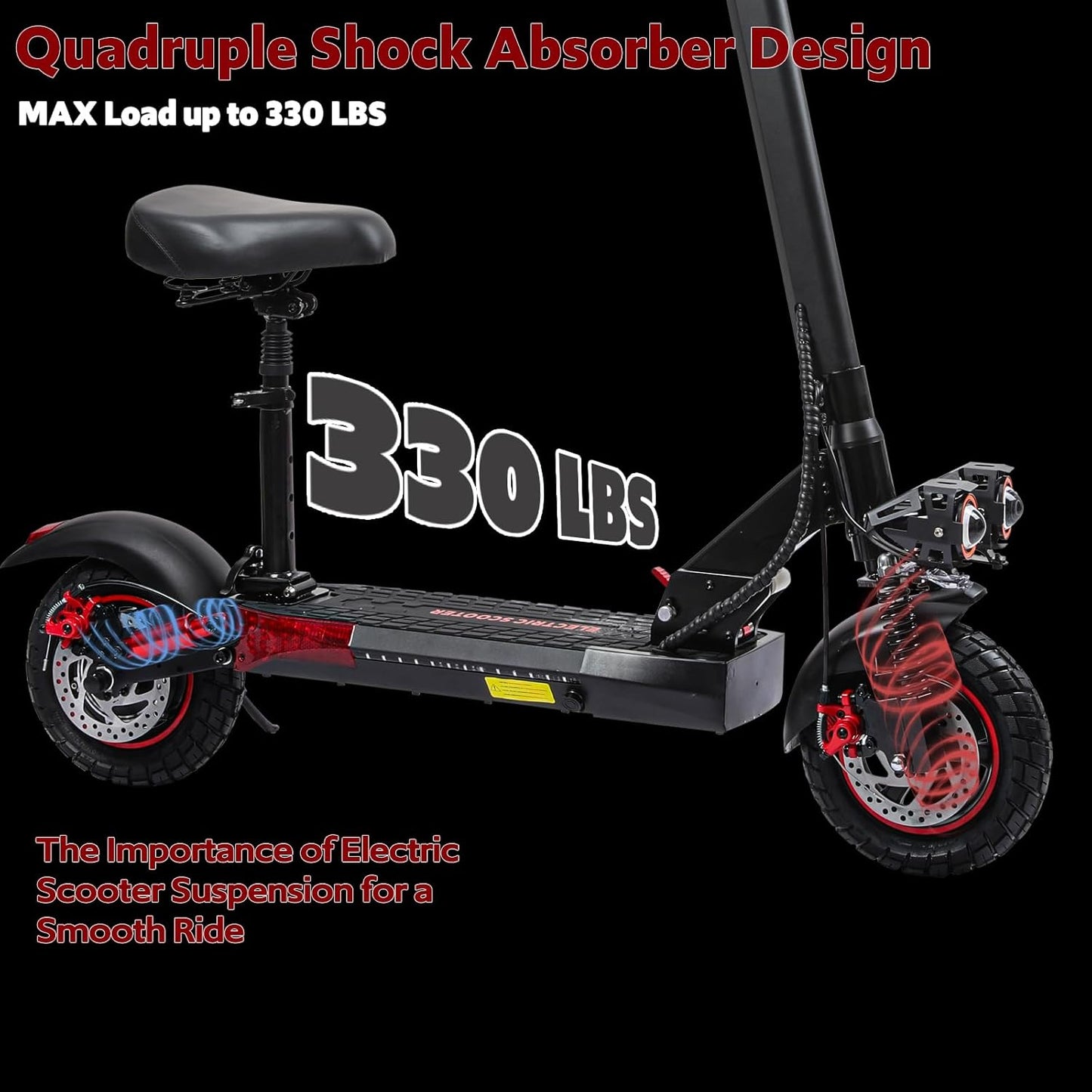 Electric Scooter Adults, 15/18/21AH Big Battery, 600/800/1200W Motor, 10"/11" Off Road Tire, Folding E Scooter with Seat