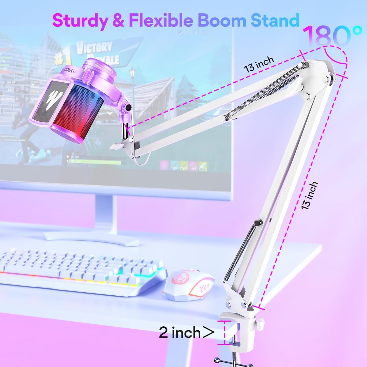 MAONO Gaming USB Microphone, Noise Cancellation Condenser mic with Mute, Gain, Monitoring, Boom Arm for Streaming, Podcast, Twitch, YouTube, Discord, PC, Computer, PS4, PS5, Mac, GamerWave DGM20S
