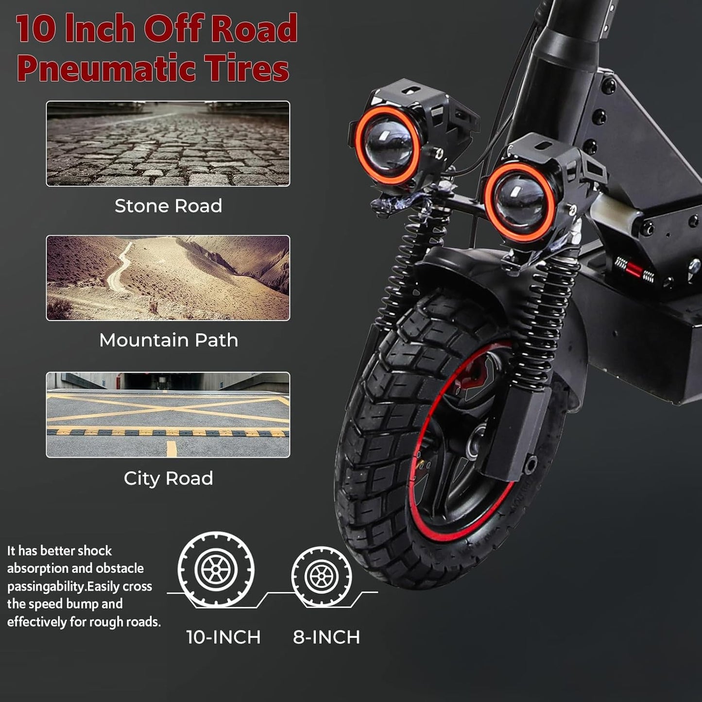 Electric Scooter Adults, 15/18/21AH Big Battery, 600/800/1200W Motor, 10"/11" Off Road Tire, Folding E Scooter with Seat