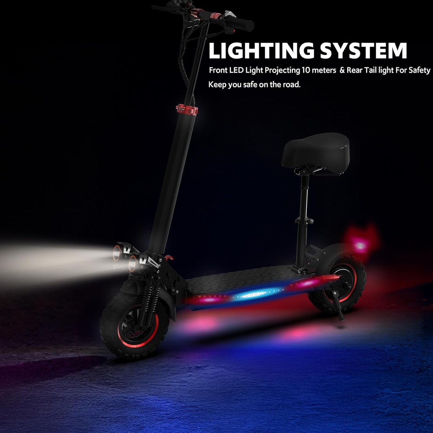 Electric Scooter Adults, 15/18/21AH Big Battery, 600/800/1200W Motor, 10"/11" Off Road Tire, Folding E Scooter with Seat