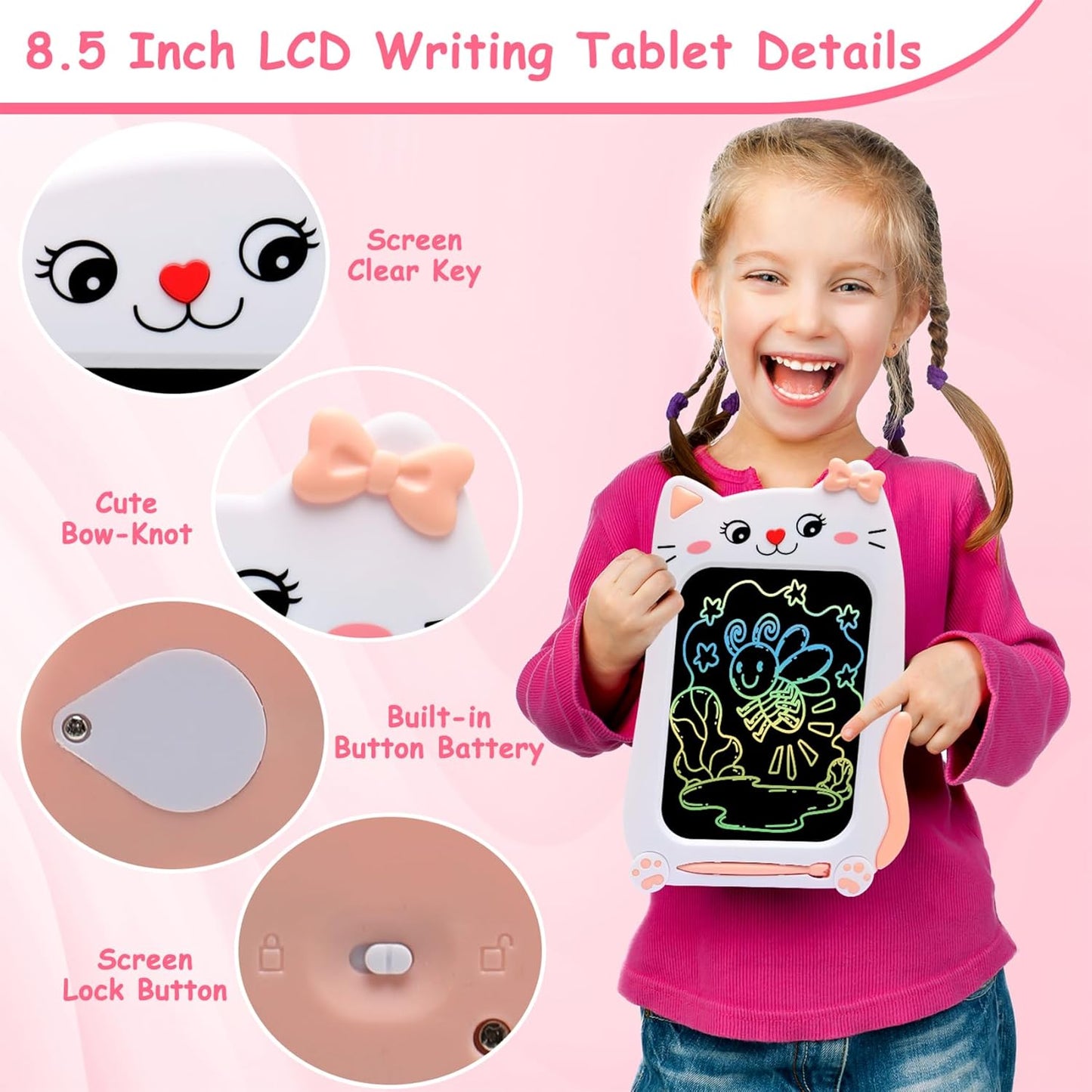 Toys for 1 2 3 Year Old Girl Gifts,10IN LCD Writing Tablet for Kids,Toddler Toys Age 1-2 Drawing Tablet,Doodle Board for Baby Girls Toys Age 4-5,Educational Learning Toys for Christmas Birthday Gifts