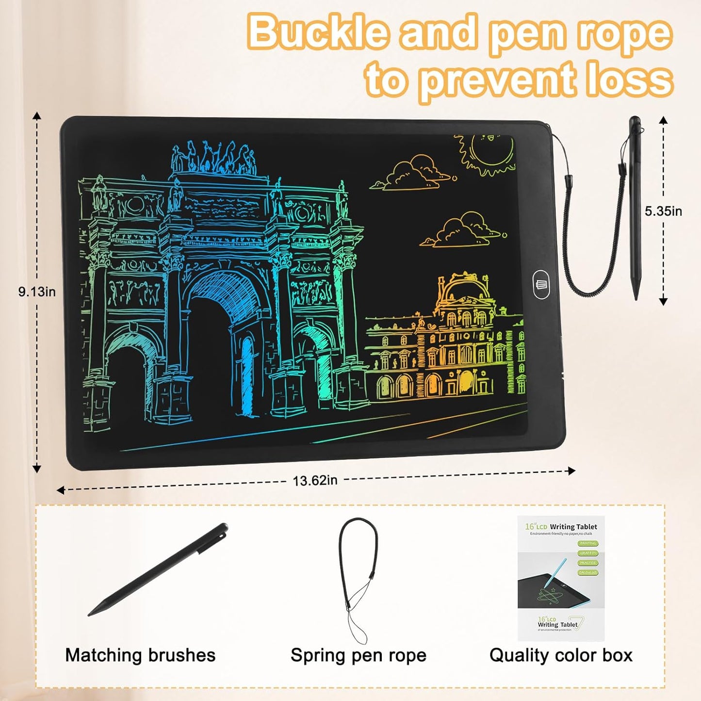 16" LCD Writing Tablet for Kids Adults, Colorful Drawing Pad Doodle Board