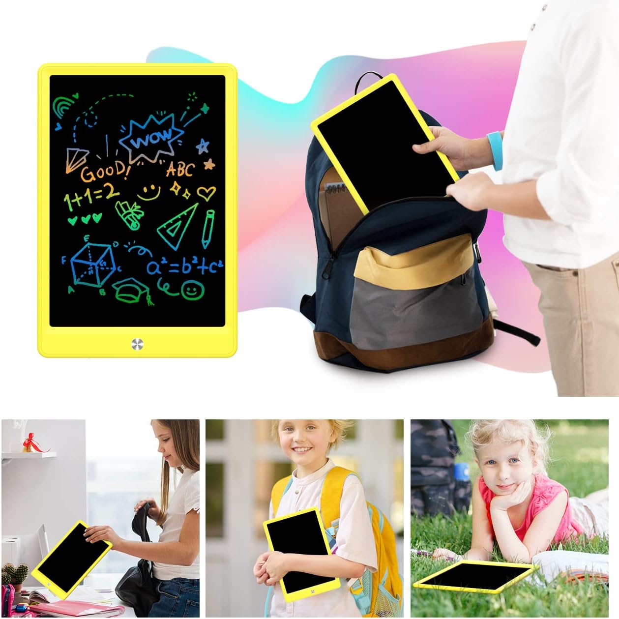 BUKEBU LCD Writing Tablet Doodle Board,10.5 inch Colorful Drawing Pad,Electronic Drawing Tablet, Drawing Pads,Travel Gifts for Kids Ages 3 4 5 6 7 8 Year Old Girls Boys (Blue)