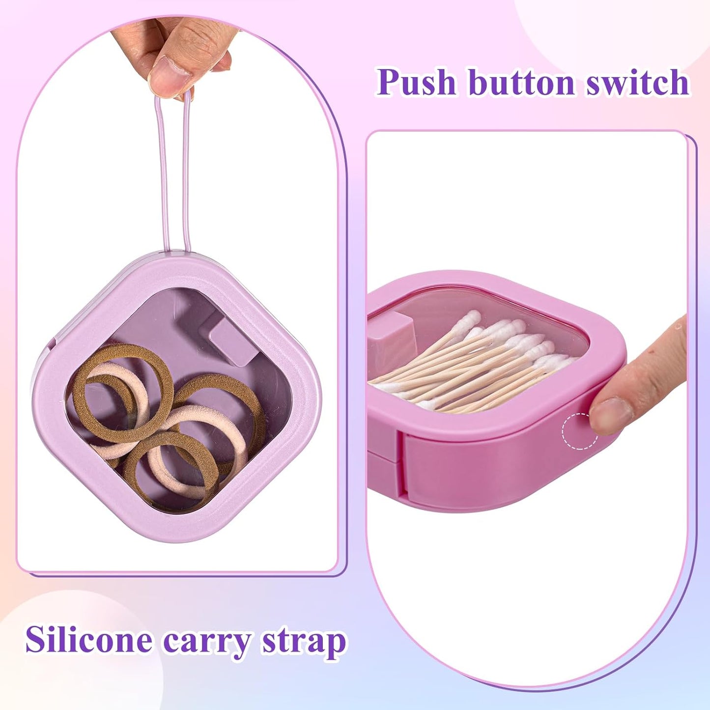 Kathfly 4 Pcs White Hair Tie Organizer Portable Hair Accessory Storage Containers Stackable Hair Tie Bobby Pin Holder Home Cotton Swab Dispenser Hair Accessories Jewelry Organizer Box