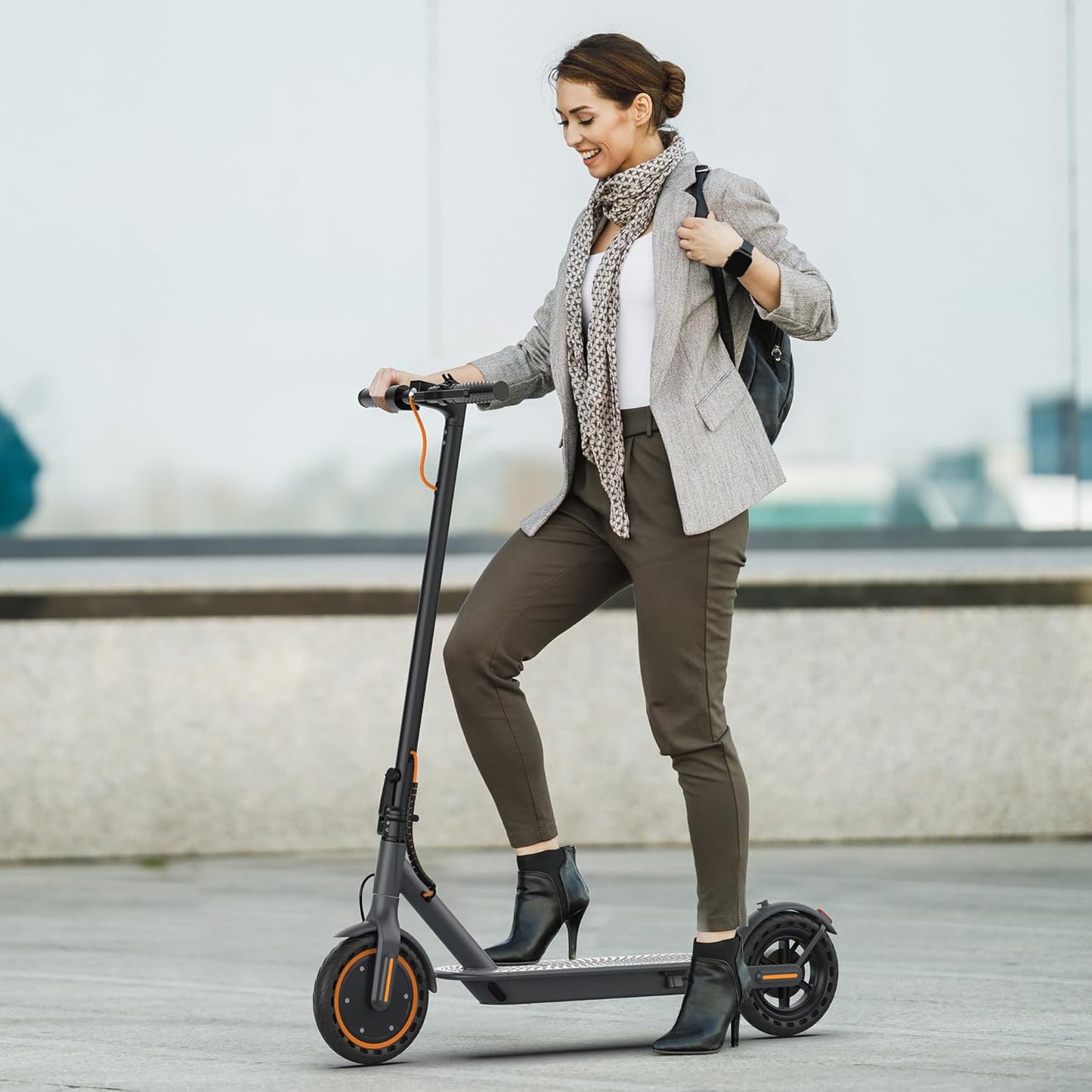 Electric Scooter Adults - Max 19Miles Range & 19MPH Speed E-Scooter, Powerful 350W Scooter, Folding Scooters with 8.5" Solid Tires, Kick Scooter, 2 Wheels and Height Handlebars (Orange)