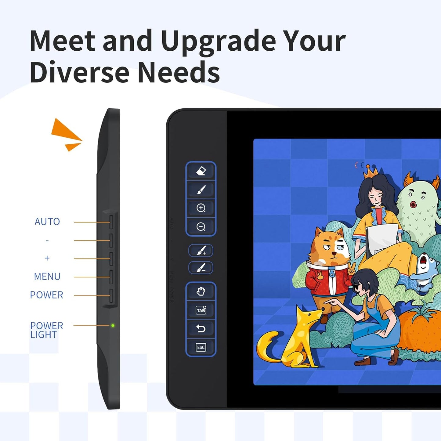 Drawing Tablet with Screen GAOMON PD1561 Drawing Monitor Art Tablet with Adjustable Stand, 10 Shortcut Keys, Tilt Support, Battery-Free Pen, 15.6-inch Graphics Tablet for Mac, Windows PC