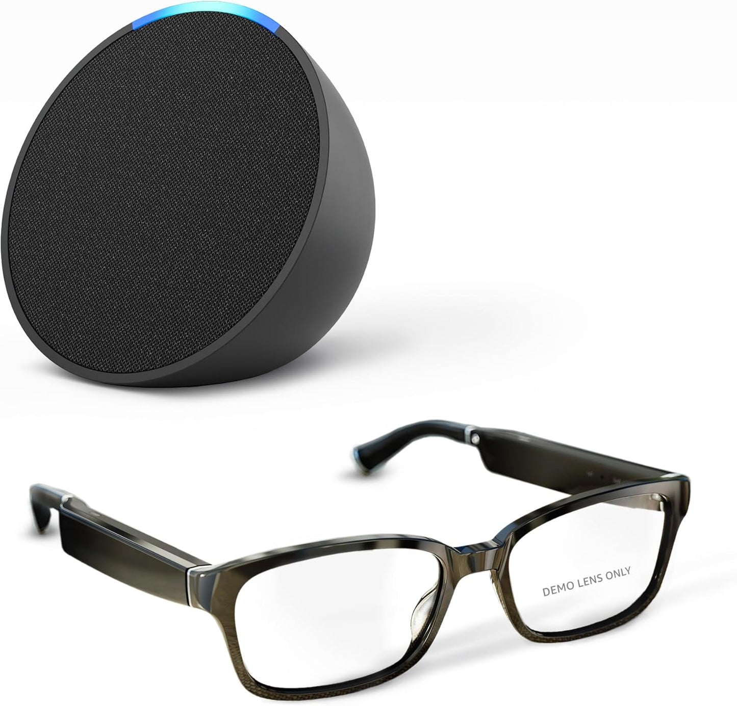 Amazon Echo Frames (3rd Gen) Echo Pop | Smart glasses with Alexa | Round frames in Blue Tortoise with prescription ready lenses