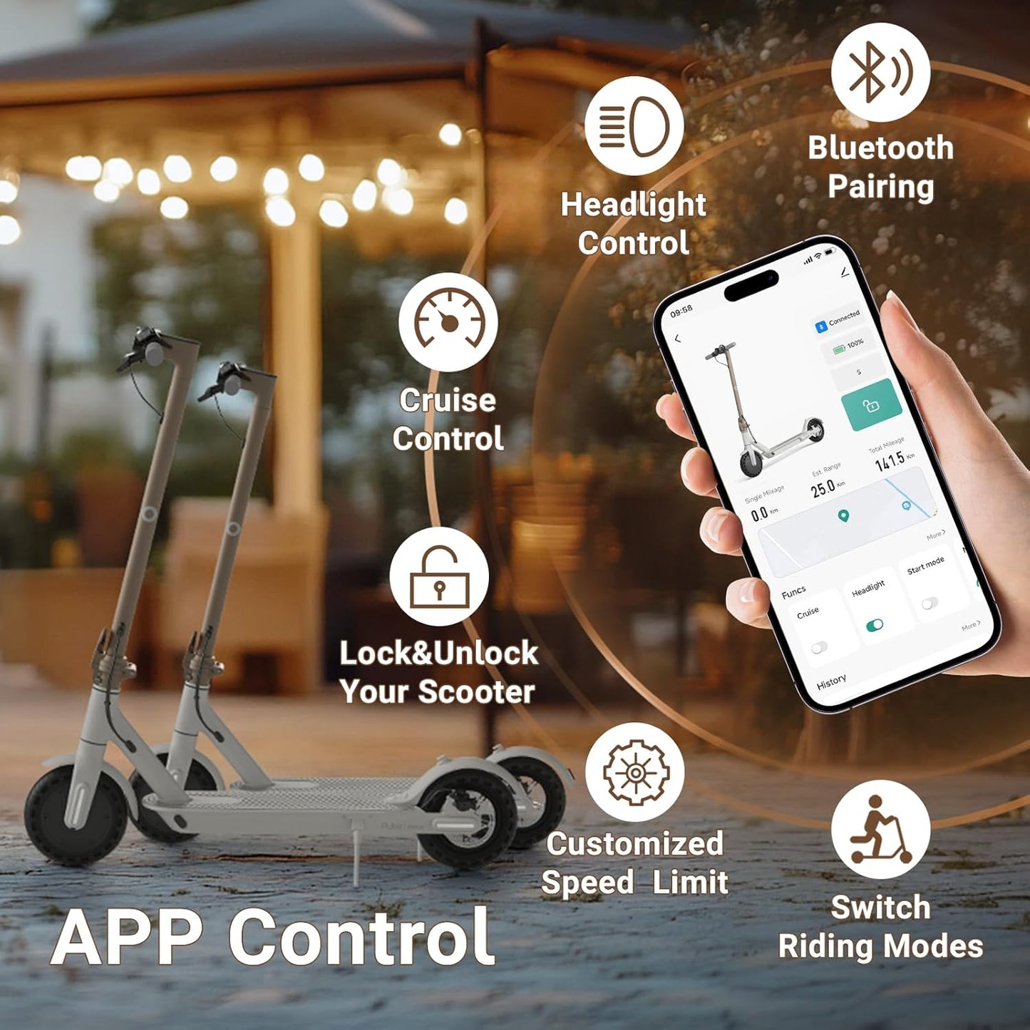 Commugo Electric Scooter for Adults 300 lbs, 8.5 Inch/10 Inch Tires, 500W Peak Motor 19 Mph Speed, 17/21 Miles Max Range Foldable Commute E-Scooter with Dual Braking System, App Control