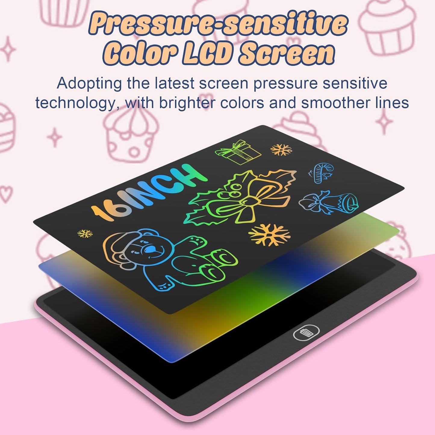 2 Pack 12 Inch LCD Writing Tablet, Electight Colorful Doodle Board, Eye Protection Drawing Board with Lock & Erase FUNC, Birthday Gifts and Toys for 3 4 5 6 7 8 Year Old Boys and Girls - Pink & Blue