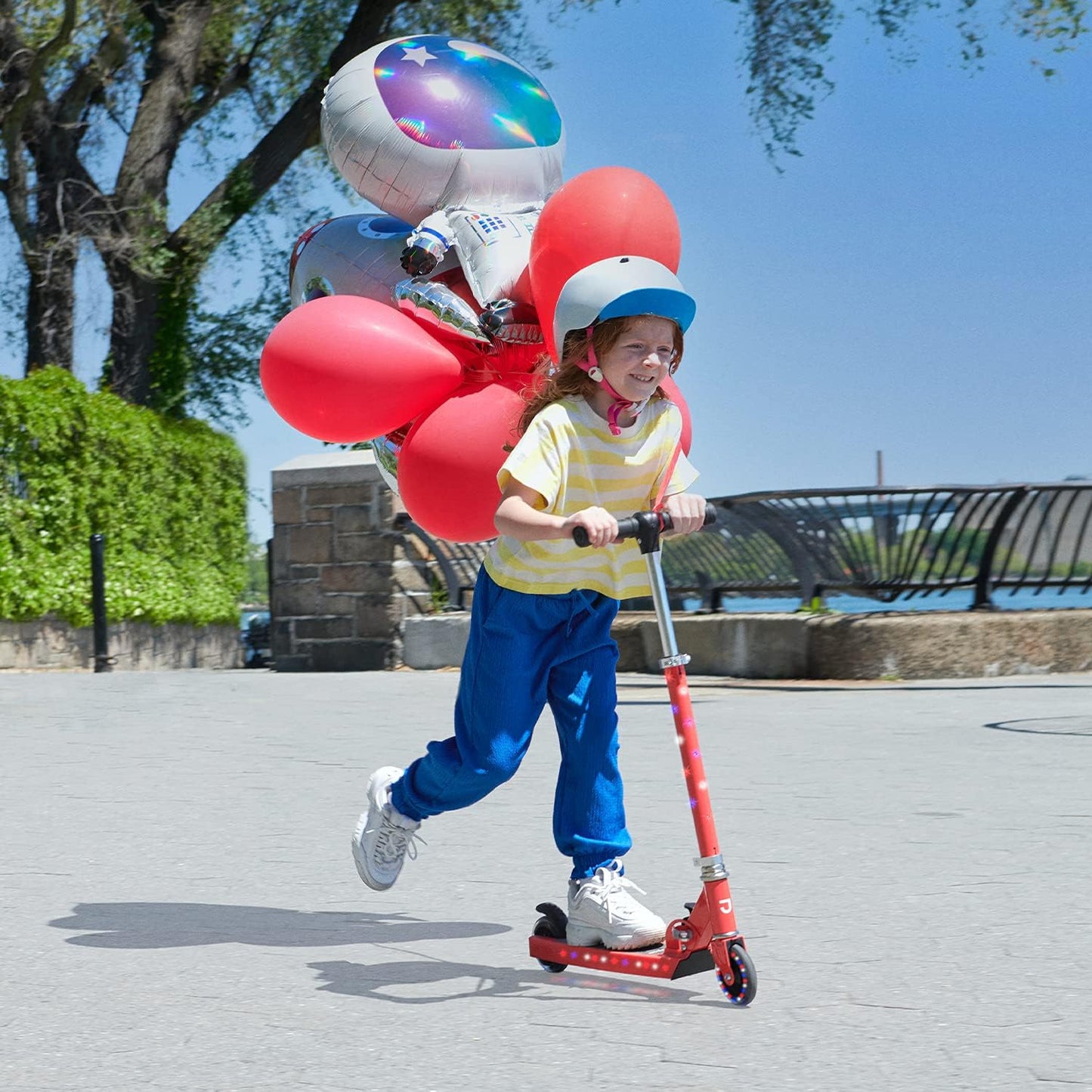 Jetson 2-Wheel Light-Up Kick Scooter, Light Up Deck and Wheels, Height Adjustable Handlebar, Rear Brake, Easy-Folding Mechanism, 4 or 6 inch wheels