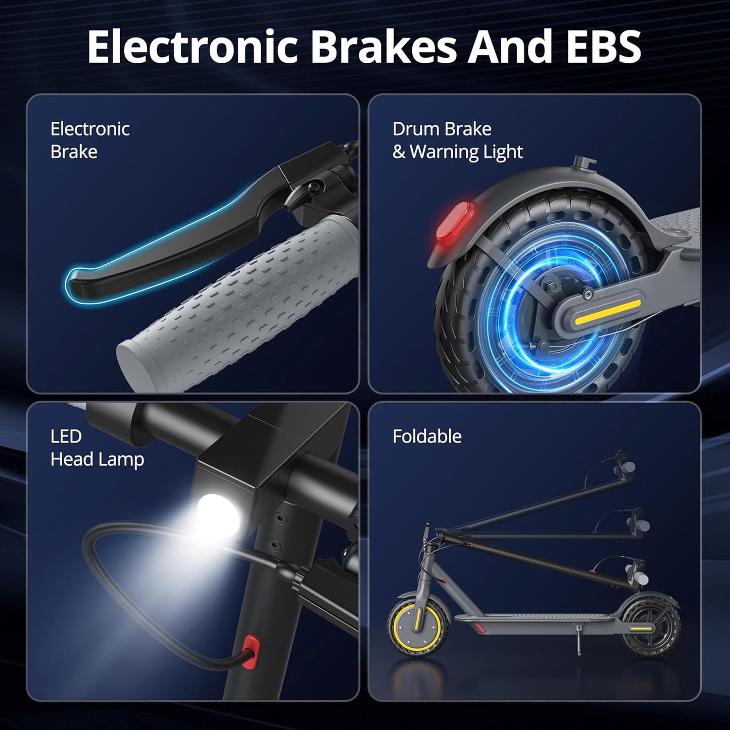 Electric Scooter - 350W Motor, 8.5" Solid Tires, Up to 19 MPH and 20/23 Miles Long-Range Portable Folding Commuting Scooter for Adults with Double Braking System and App