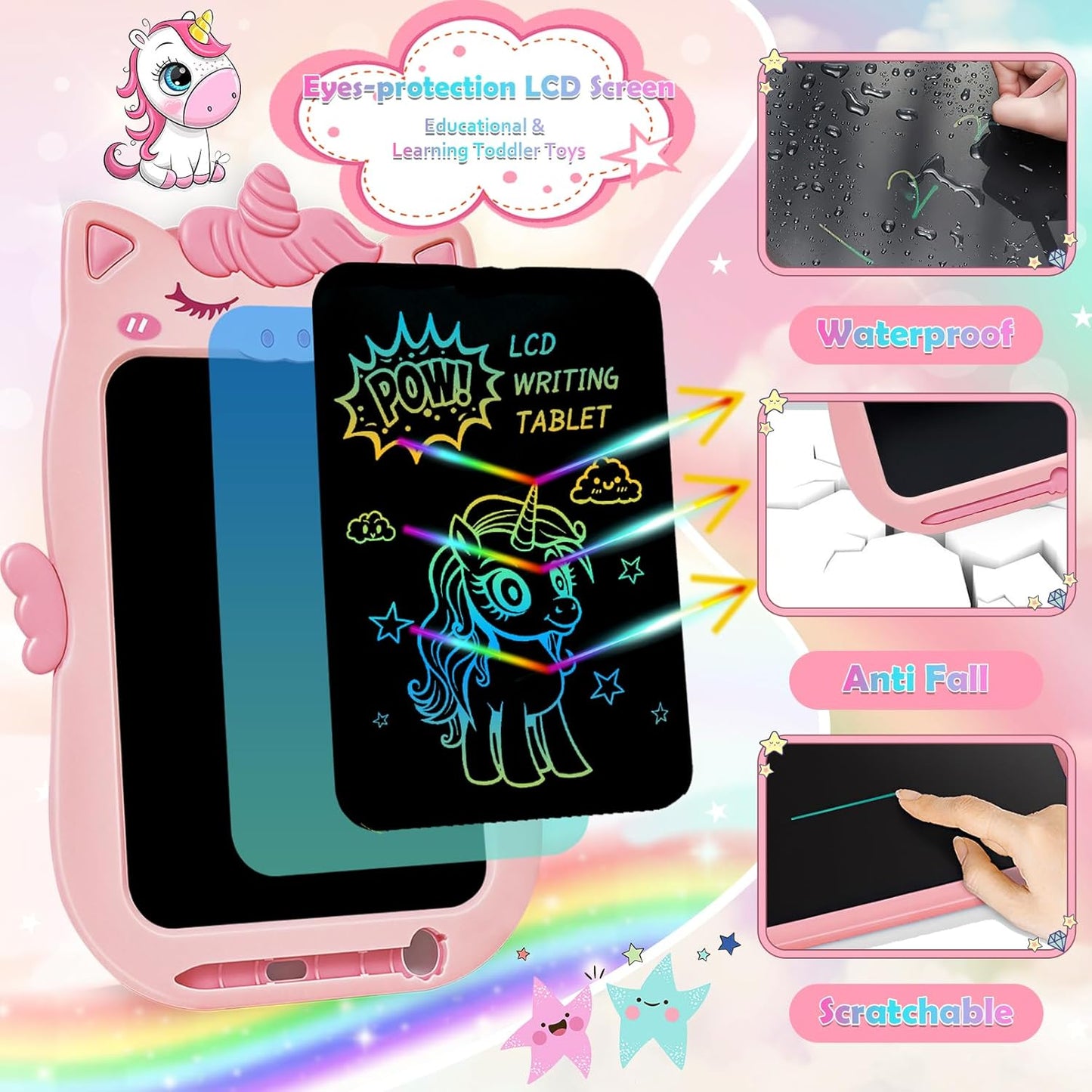 Toys for 1 2 3 Year Old Girl Gifts,10IN LCD Writing Tablet for Kids,Toddler Toys Age 1-2 Drawing Tablet,Doodle Board for Baby Girls Toys Age 4-5,Educational Learning Toys for Christmas Birthday Gifts