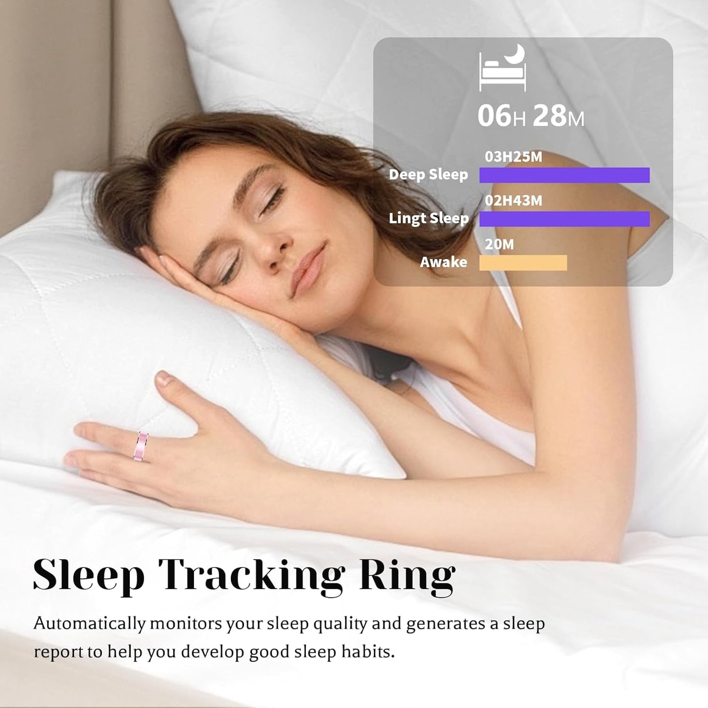 Smart Ring,Fitness Tracker Ring for Men/Women,Monitoring of Pedometer,Heart Rate,Blood Oxygen,Sleep Tracker,No App Subscription,Compatible with Android and iOS (Black,9#)