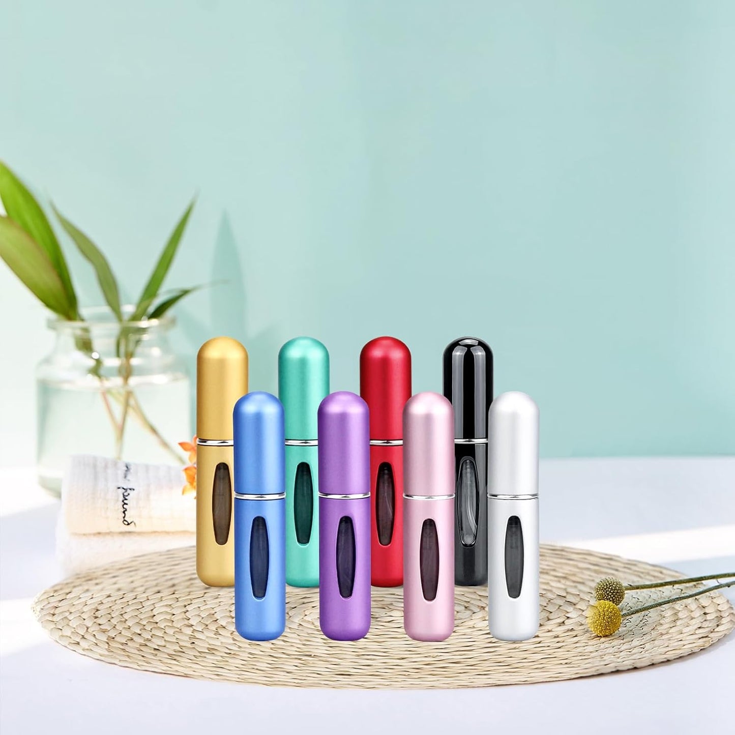 QMOEH Refillable Perfume Atomizer Travel,8Pcs 5ML Portable Mini Pocket Perfume Atomizer Bottle Spray for Women Mens Small Mister Spray Bottle for Travel Accessories