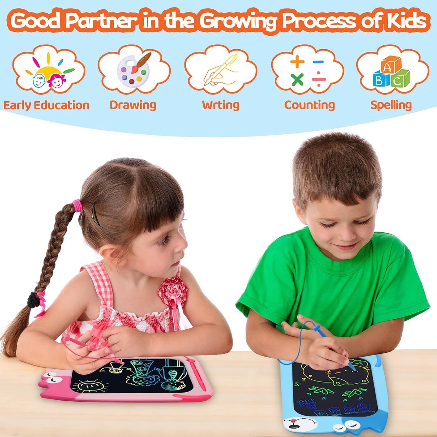Toys for 1 2 3 Year Old Girl Gifts,10IN LCD Writing Tablet for Kids,Toddler Toys Age 1-2 Drawing Tablet,Doodle Board for Baby Girls Toys Age 4-5,Educational Learning Toys for Christmas Birthday Gifts
