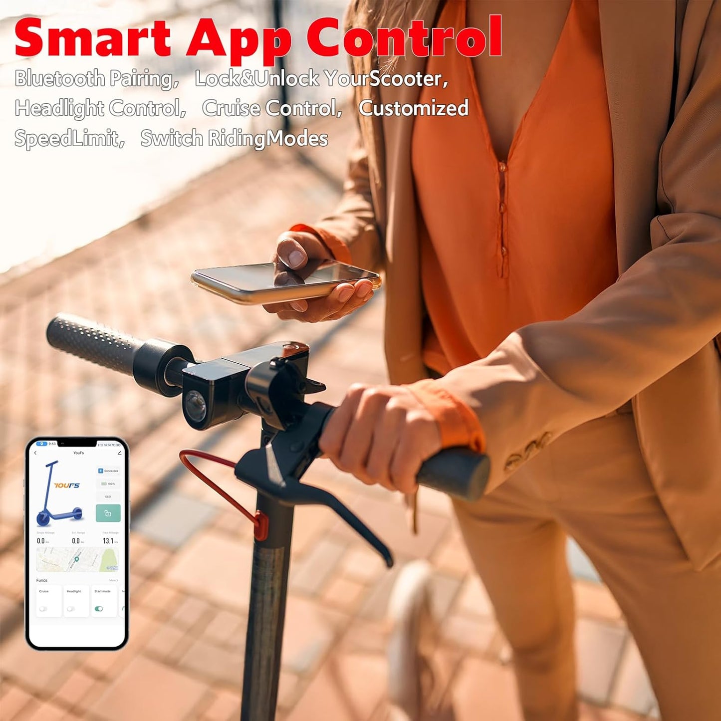 Electric Scooter Adults, Up to 22 Mph, 350W Motor Peak 500W, Foldable E-Scooter for Adults, Escooter Adults with App Control, Dual Syspension with Turn Signal Light, Dual Braking