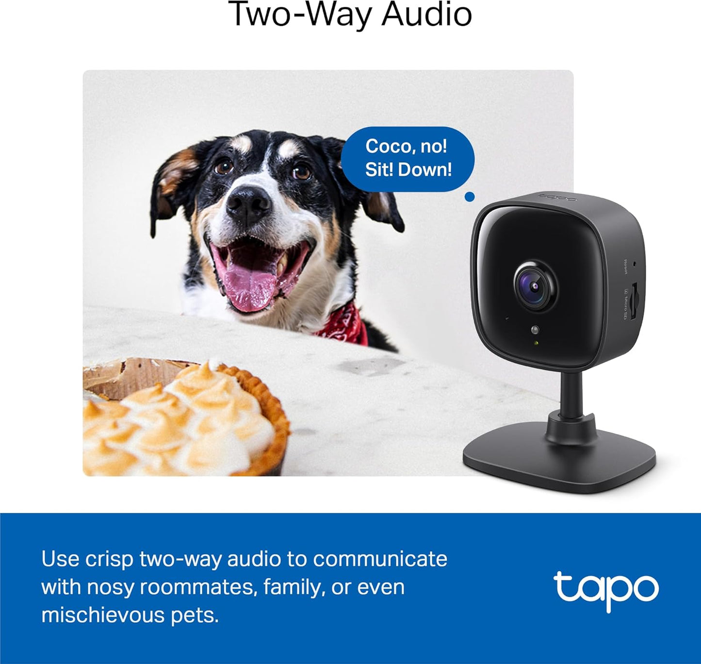 TP-Link Tapo 1080P Indoor Security Camera for Baby Monitor, Dog Camera w/Motion Detection, 2-Way Audio Siren, Night Vision, Cloud & SD Card Storage, Works w/Alexa & Google Home (Tapo C100)