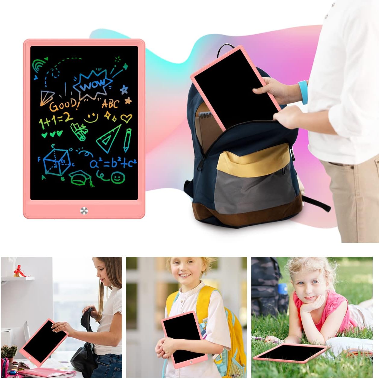BUKEBU LCD Writing Tablet Doodle Board,10.5 inch Colorful Drawing Pad,Electronic Drawing Tablet, Drawing Pads,Travel Gifts for Kids Ages 3 4 5 6 7 8 Year Old Girls Boys (Blue)