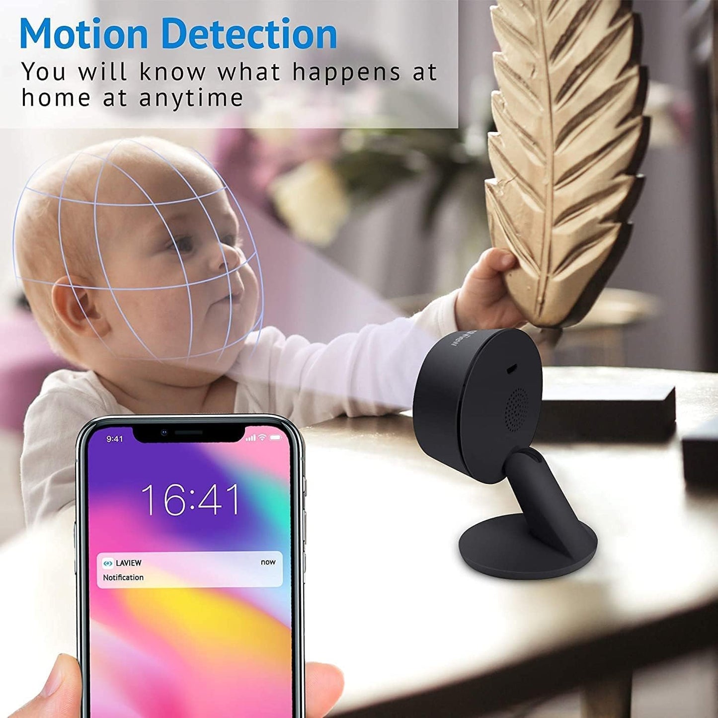 LaView Security Cameras 4pcs, Home Security Camera Indoor 1080P, Wi-Fi Cameras Wired for Pet, Motion Detection, Two-Way Audio, Night Vision, Phone App, Works with Alexa, iOS & Android & Web Access