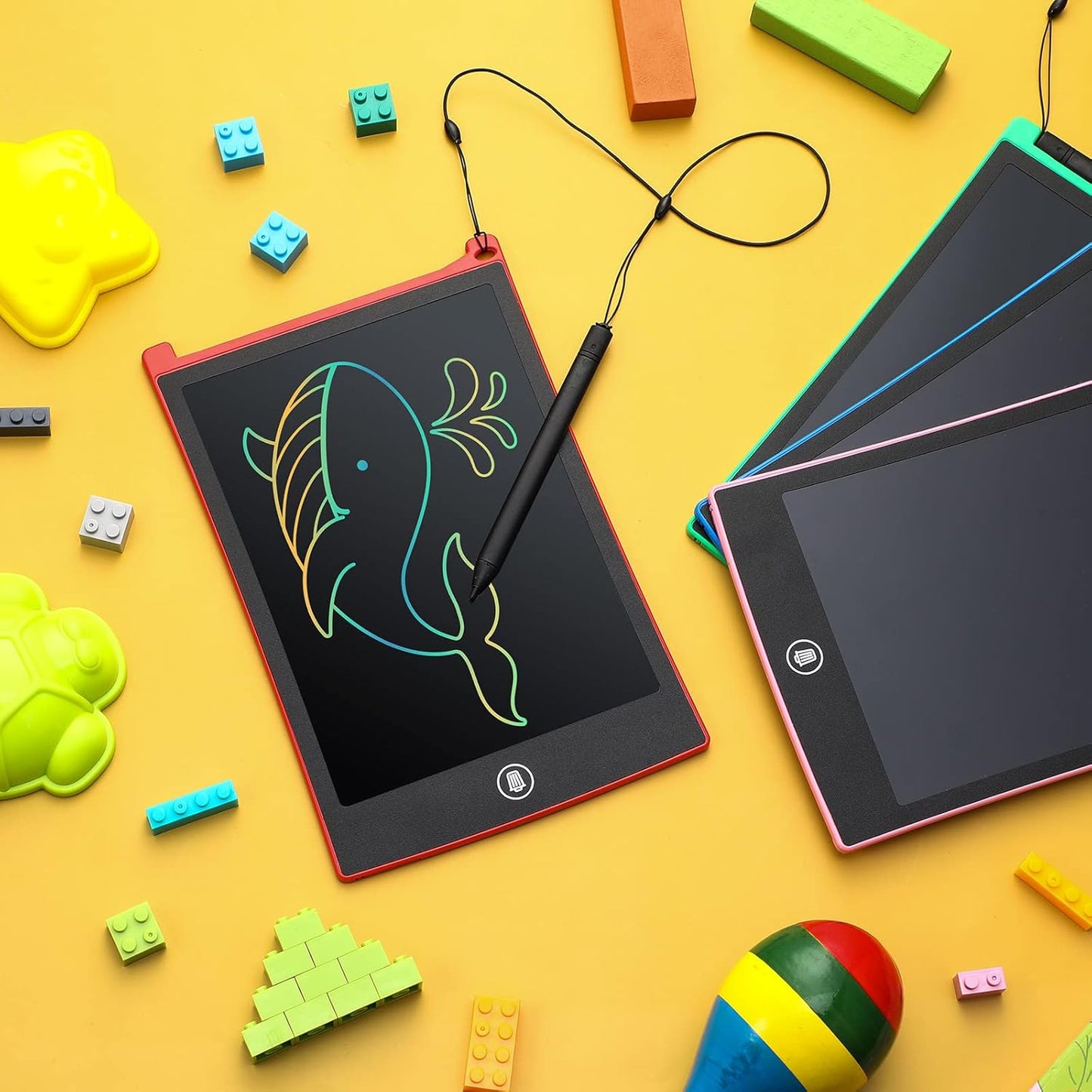 Zonon 4 Pcs LCD Writing Tablet for Kids 8.5 Inch Doodle Board Drawing Tablet Toddler Toys Gifts LCD Writing Board Electronic Erasable Reusable Writing Drawing Pad(Blue, Red, Green, Pink)