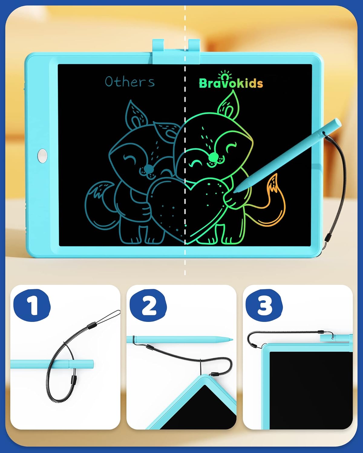 Bravokids 10 Inch LCD Writing Tablet for 3-8 Year Olds - Electronic Drawing Pad and Doodle Board as Educational Birthday Gifts for Girls and Boys (Pink)
