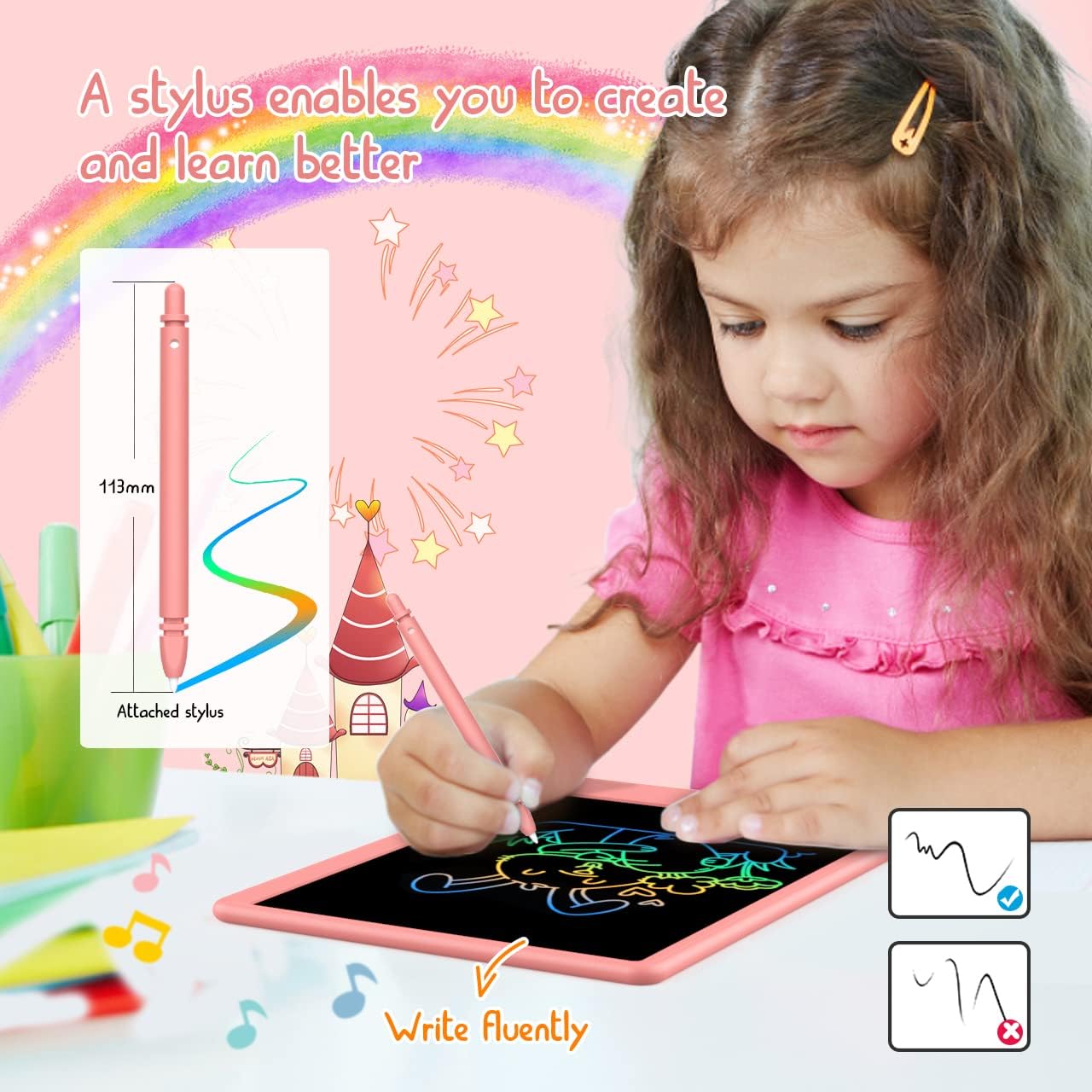 BUKEBU LCD Writing Tablet Doodle Board,10.5 inch Colorful Drawing Pad,Electronic Drawing Tablet, Drawing Pads,Travel Gifts for Kids Ages 3 4 5 6 7 8 Year Old Girls Boys (Blue)
