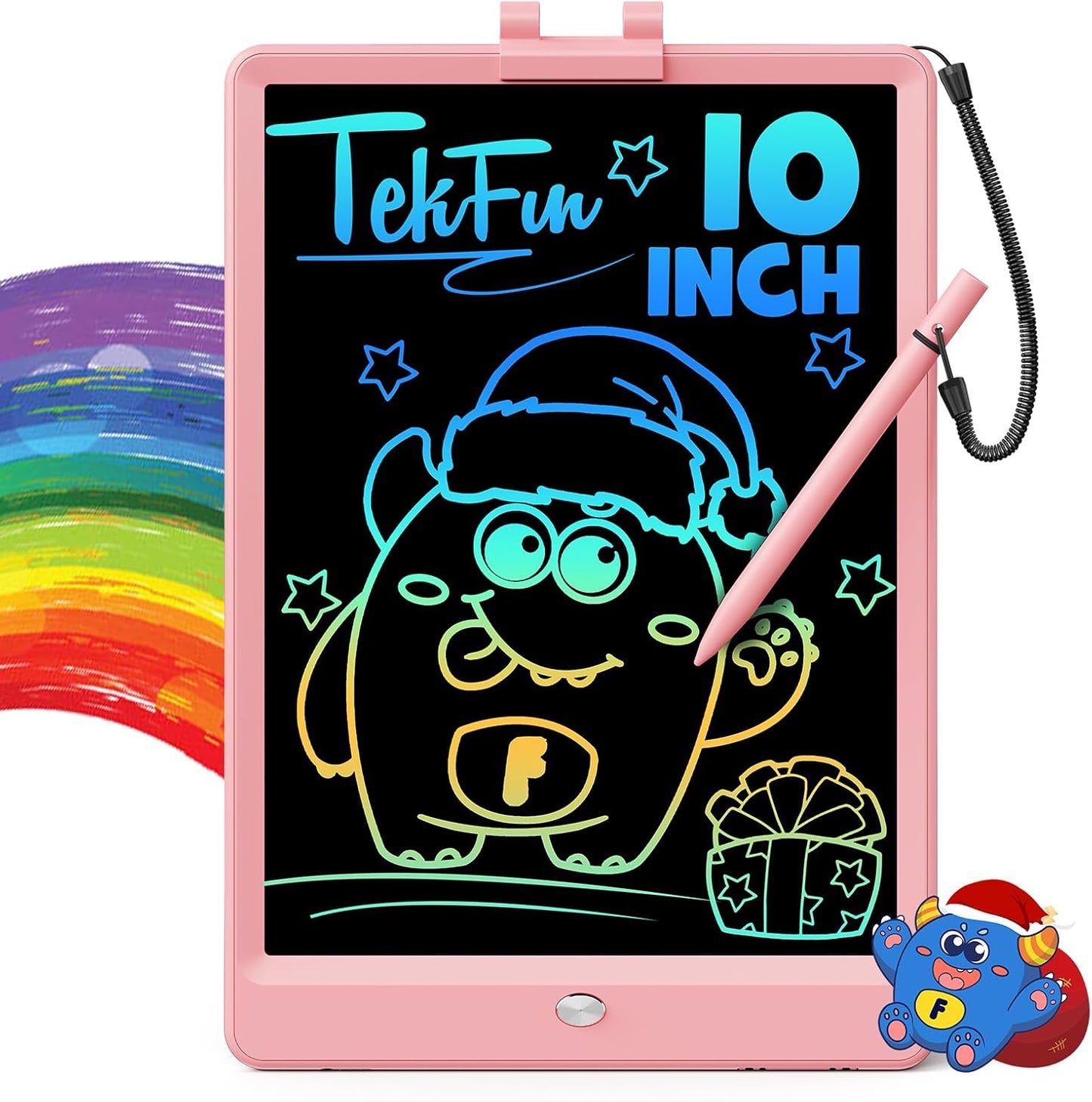 TEKFUN LCD Writing Tablet Doodle Board, 10inch Colorful Drawing Tablet Writing Pad, Kids Travel Essentials, Toddler Toys for 3 4 5 6 7 8 Year Old Girls Boys (Blue)