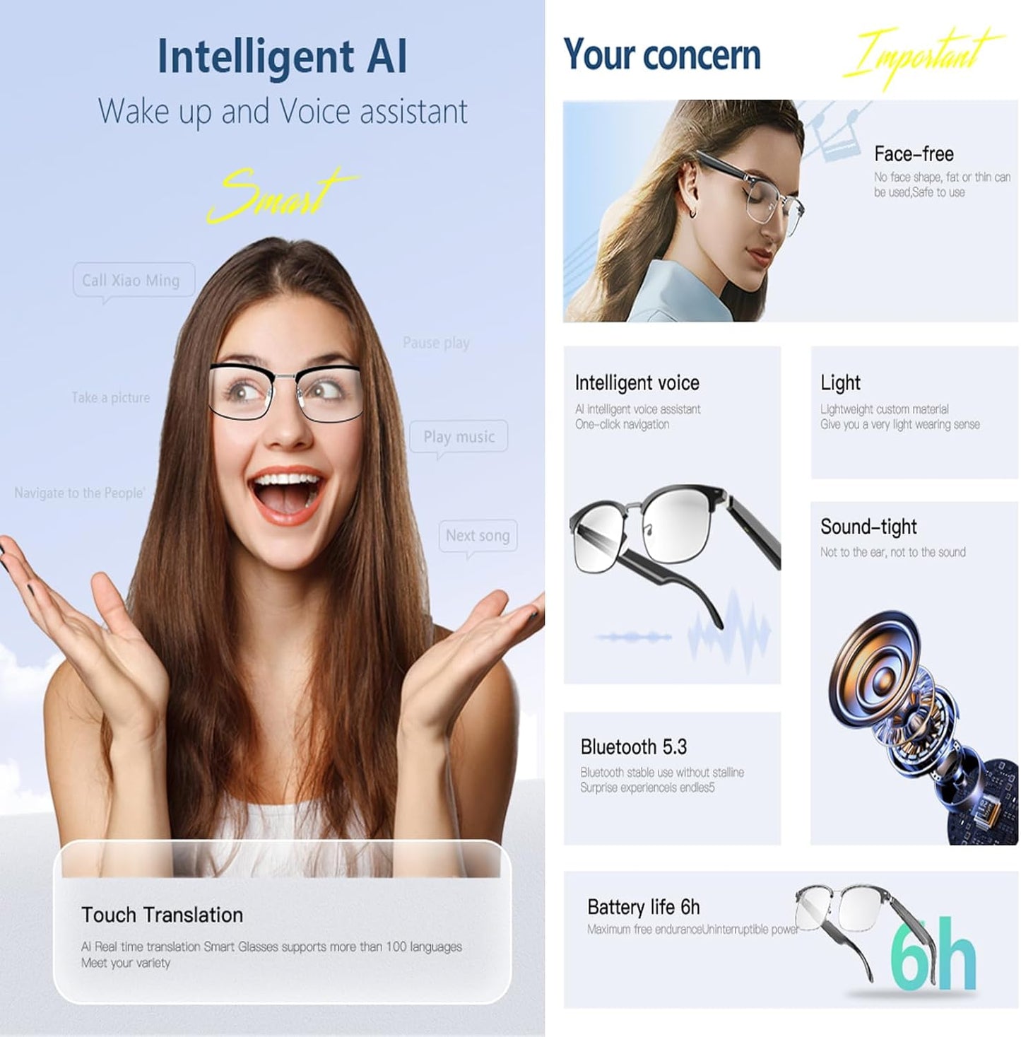 Kondaroma Smart Translation Glasses, Real-Time Al Lanauage Translation