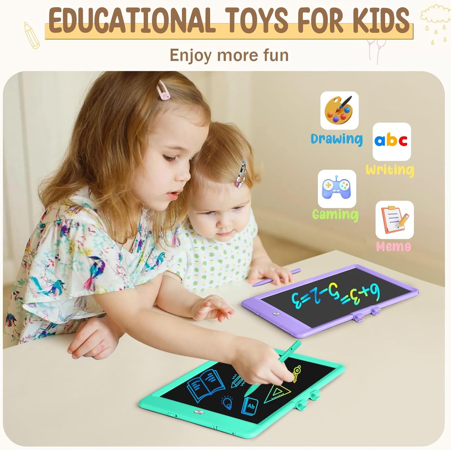 Kidopire LCD Writing Tablet, 2Pack Reusable Drawing Pad for Kids, Colorful Doodle Board Kids Drawing Tablet, Educational Toddler Girl Toys, Birthday Gift Ideas for 3 4 5 6 7 8 Year Old Kids