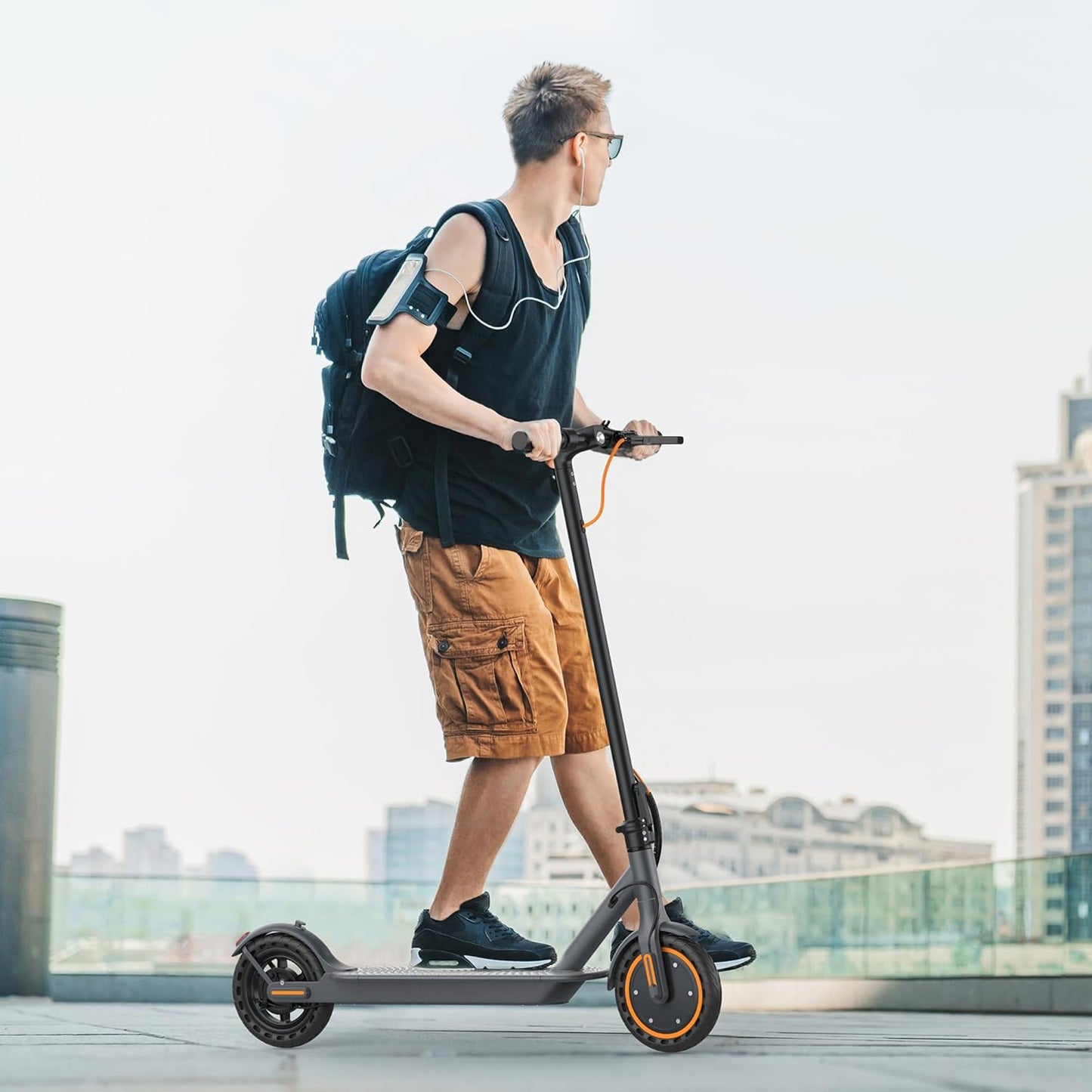 Electric Scooter Adults - Max 19Miles Range & 19MPH Speed E-Scooter, Powerful 350W Scooter, Folding Scooters with 8.5" Solid Tires, Kick Scooter, 2 Wheels and Height Handlebars (Orange)