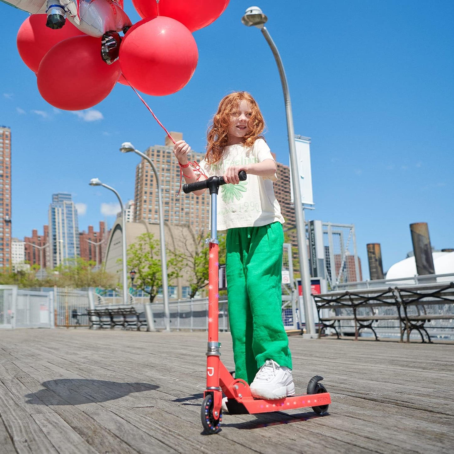 Jetson 2-Wheel Light-Up Kick Scooter, Light Up Deck and Wheels, Height Adjustable Handlebar, Rear Brake, Easy-Folding Mechanism, 4 or 6 inch wheels