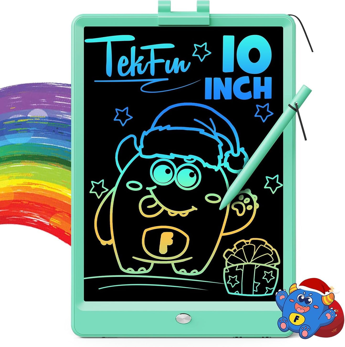 TEKFUN LCD Writing Tablet Doodle Board, 10inch Colorful Drawing Tablet Writing Pad, Kids Travel Essentials, Toddler Toys for 3 4 5 6 7 8 Year Old Girls Boys (Blue)