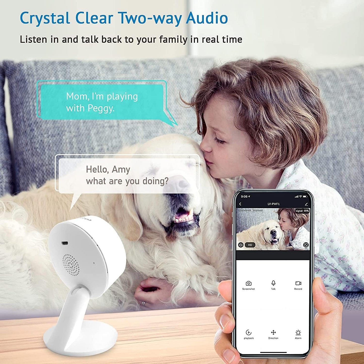 LaView Security Cameras 4pcs, Home Security Camera Indoor 1080P, Wi-Fi Cameras Wired for Pet, Motion Detection, Two-Way Audio, Night Vision, Phone App, Works with Alexa, iOS & Android & Web Access
