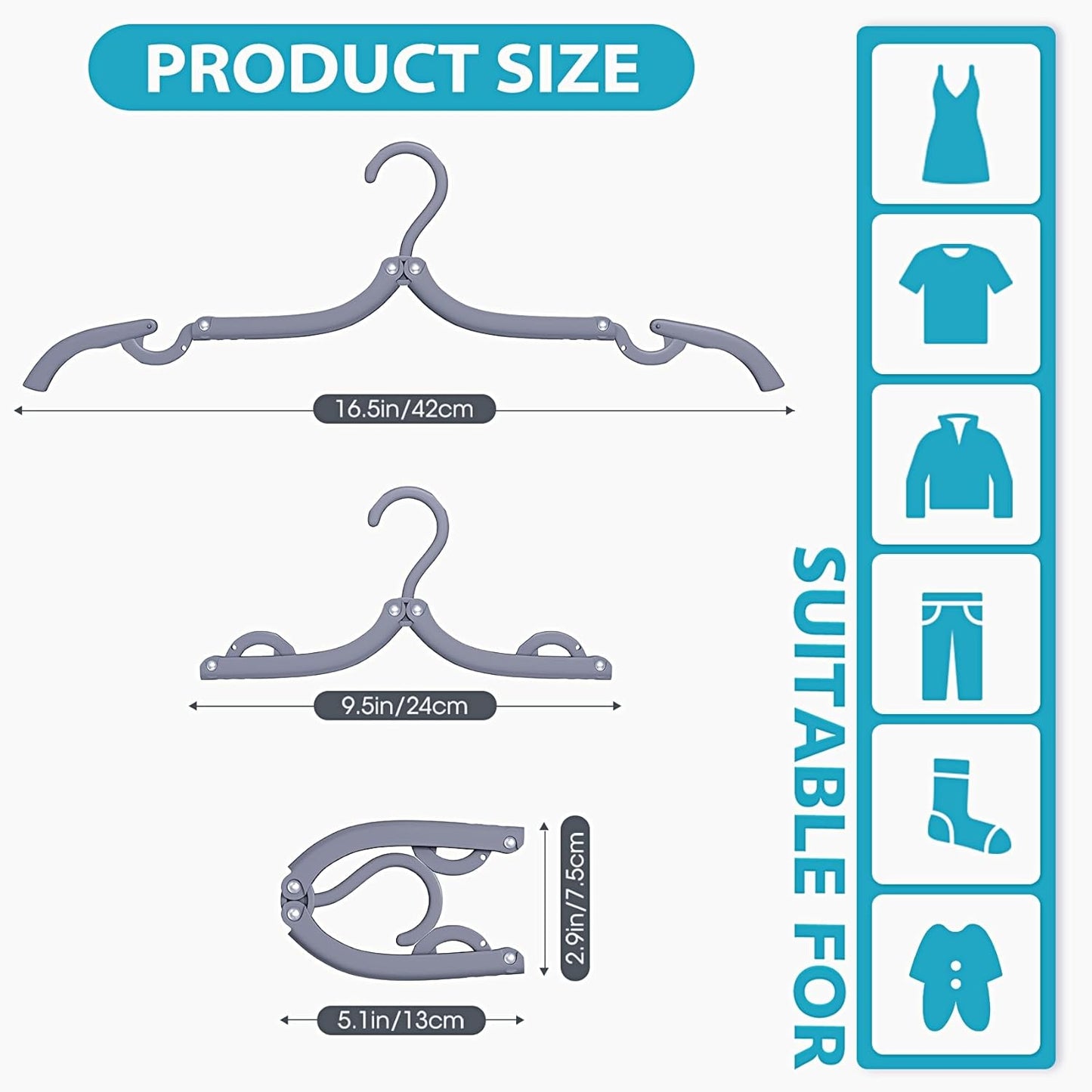 30 Pcs Travel Hangers Portable Foldable Travel Hanger Organizer, Plastic Travel Accessories Essentials Clothes Drying Rack Folding Hangers for Traveling Camping Flying RV Cruises Suitcase, Black