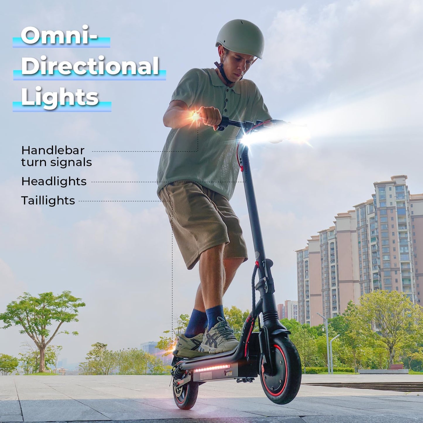 iScooter Electric Scooter, Top Speed 22/25 MPH E-Scooter Up to 18/25 Miles Range, Folding Commuting Electric Scooter for Adults with Turn Signal-360 ° Lighting - 8.5/9.3" Tires/264 Lbs Load W7 & W8