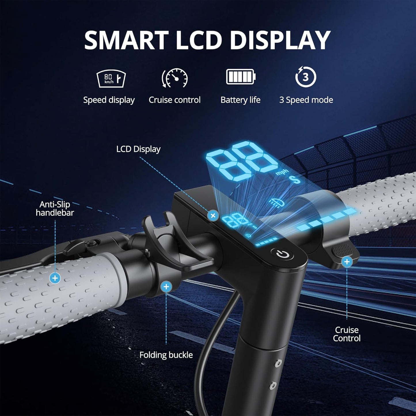 Electric Scooter - 350W Motor, 8.5" Solid Tires, Up to 19 MPH and 20/23 Miles Long-Range Portable Folding Commuting Scooter for Adults with Double Braking System and App