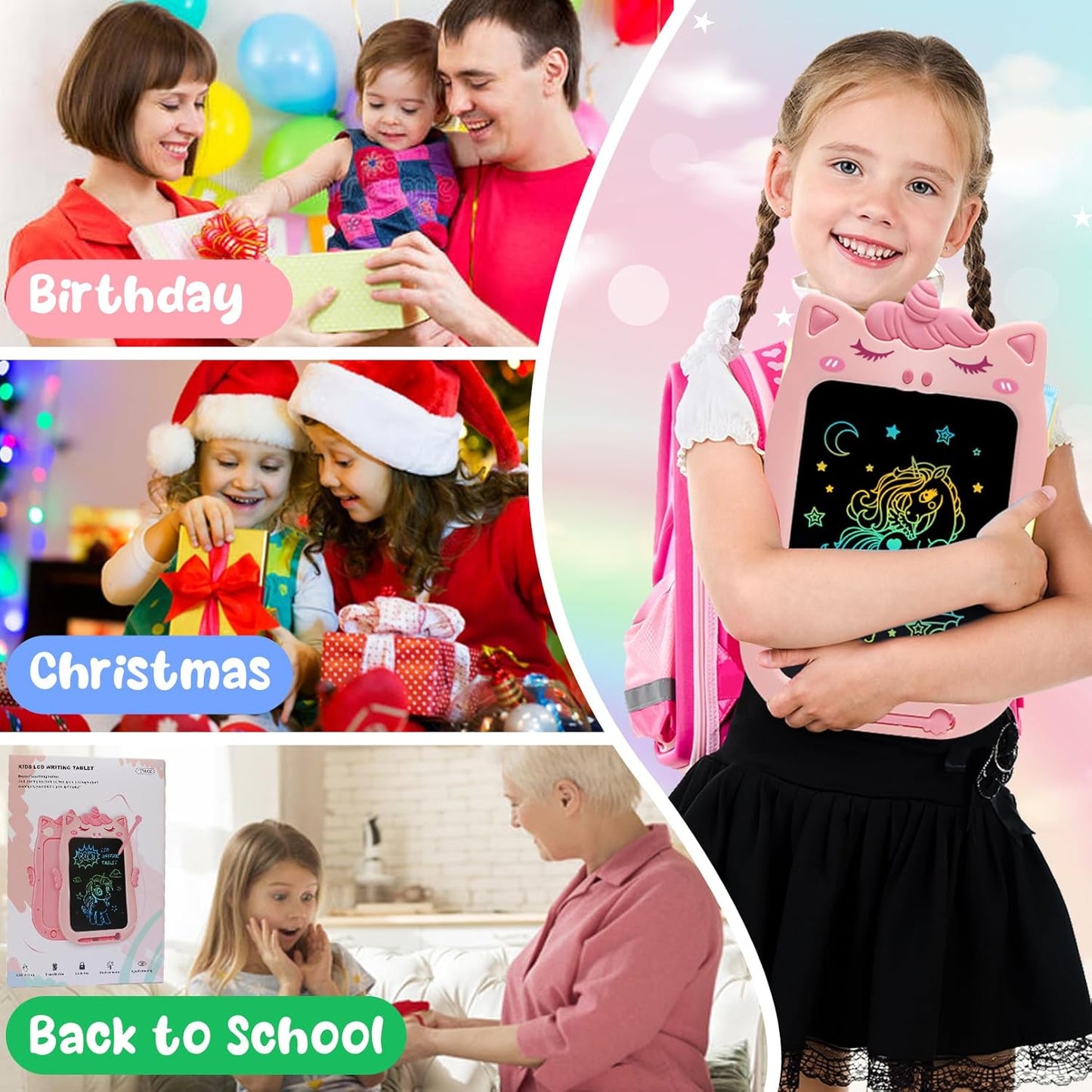 Toys for 1 2 3 Year Old Girl Gifts,10IN LCD Writing Tablet for Kids,Toddler Toys Age 1-2 Drawing Tablet,Doodle Board for Baby Girls Toys Age 4-5,Educational Learning Toys for Christmas Birthday Gifts