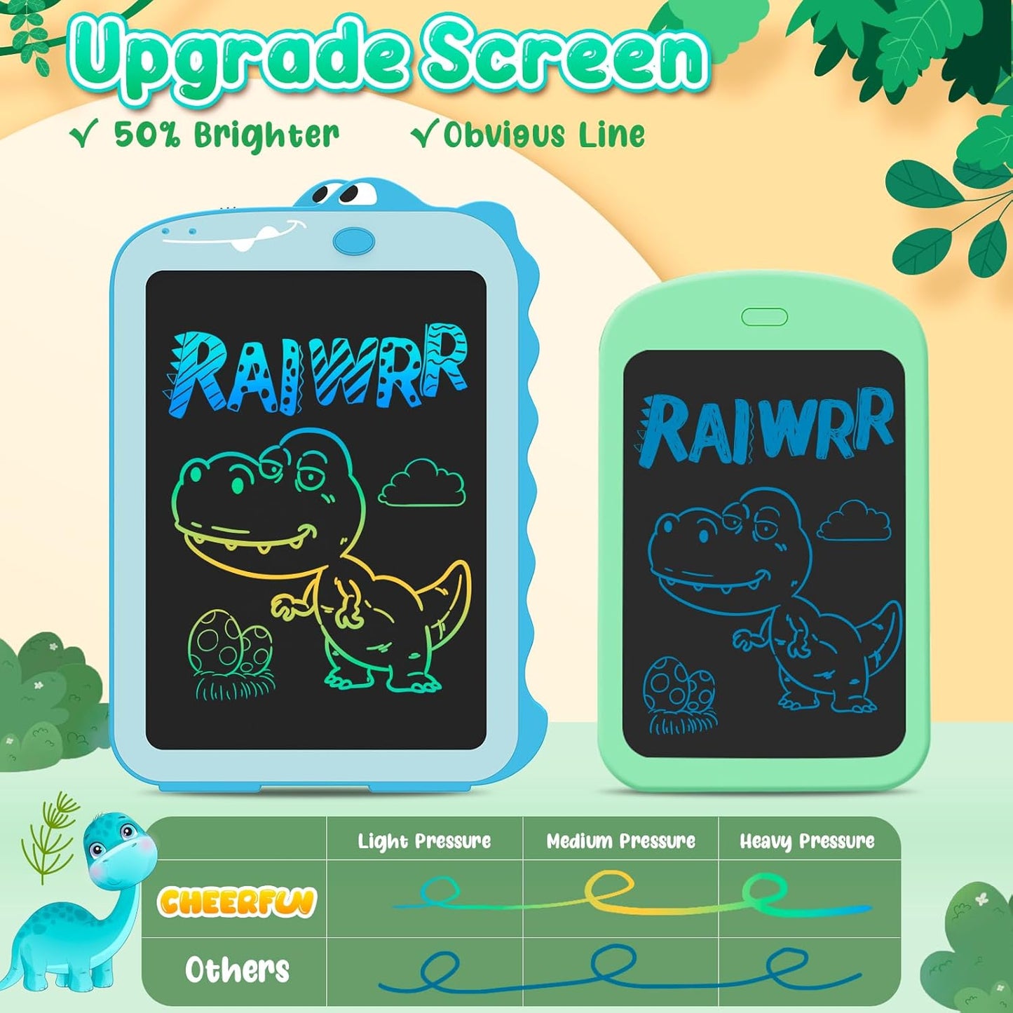 LCD Writing Tablet for Kids Toys 8.5" Toddler Toys Learning Drawing Board Dinosaur Toys for 3 4 5 6 7 Year Old Boys Girls Birthday Gifts Idea Light Doodle Pad Christmas Stocking Stuffers for Kids