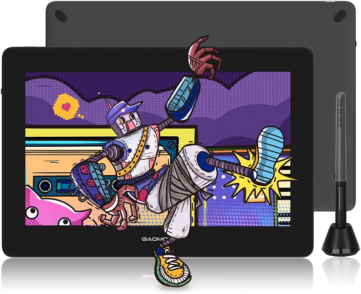 Drawing Tablet with Screen GAOMON PD1561 Drawing Monitor Art Tablet with Adjustable Stand, 10 Shortcut Keys, Tilt Support, Battery-Free Pen, 15.6-inch Graphics Tablet for Mac, Windows PC