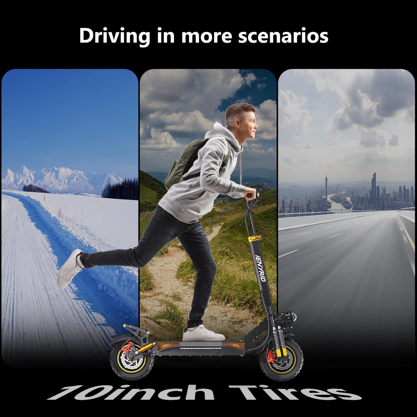 iENYRID 800W/2000W e Scooter for Adults Electric Scooter with Seat 10" Off Road Pneumatic Tires Long Range Motorized e-Scooter,28-35MPH,30-35Miles Range eScooter,Fast Foldable Eletric Scooters for men