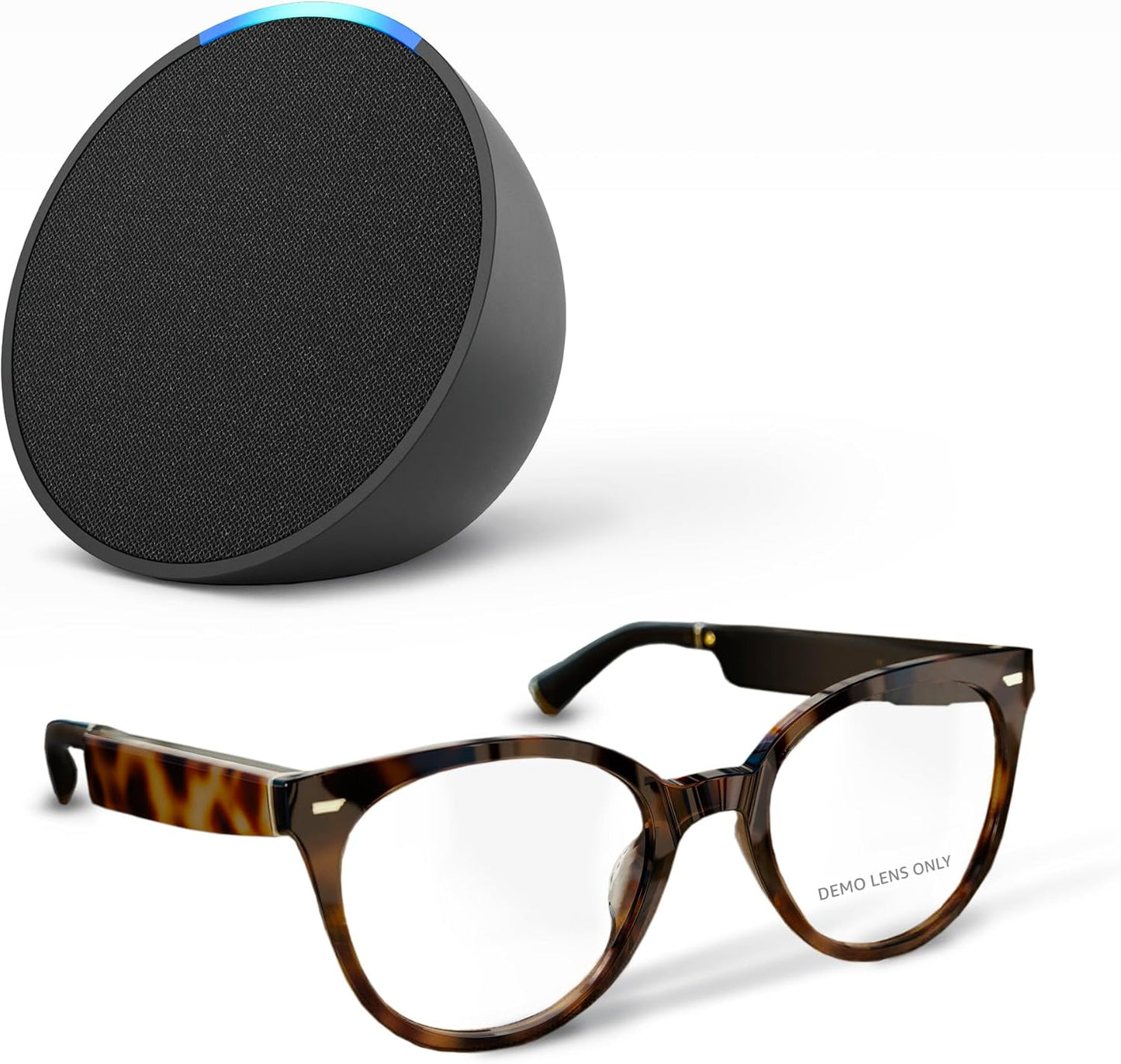 Amazon Echo Frames (3rd Gen) Echo Pop | Smart glasses with Alexa | Round frames in Blue Tortoise with prescription ready lenses