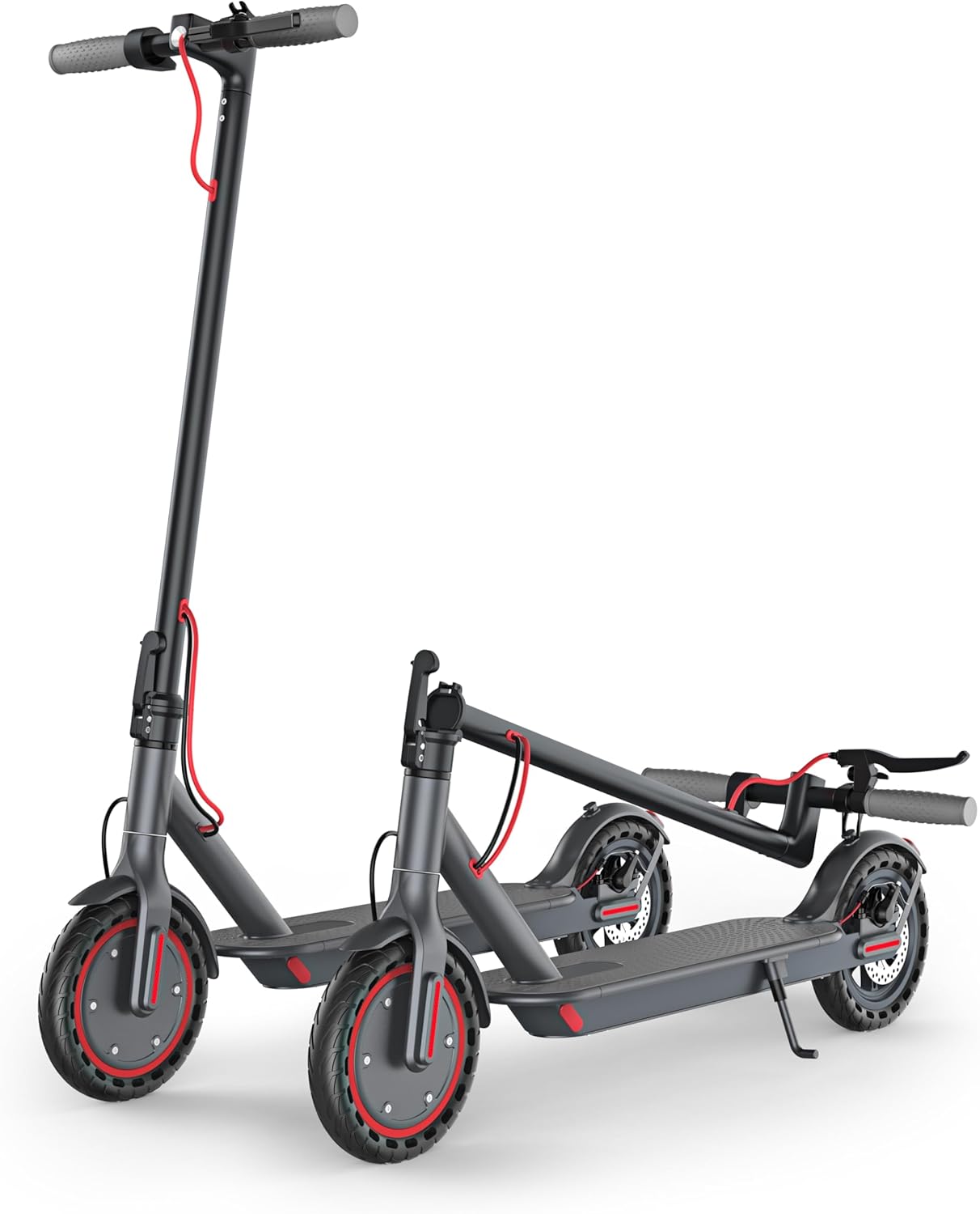 Electric Scooter - 350W Motor, 8.5" Solid Tires, Up to 19 MPH and 20/23 Miles Long-Range Portable Folding Commuting Scooter for Adults with Double Braking System and App