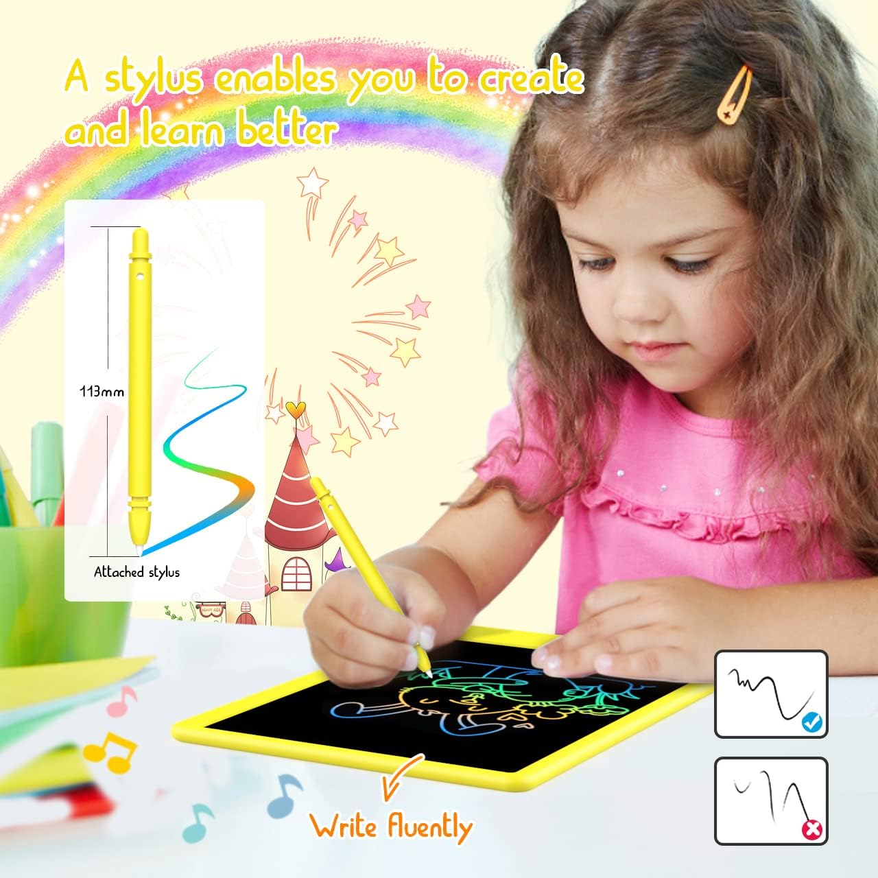BUKEBU LCD Writing Tablet Doodle Board,10.5 inch Colorful Drawing Pad,Electronic Drawing Tablet, Drawing Pads,Travel Gifts for Kids Ages 3 4 5 6 7 8 Year Old Girls Boys (Blue)