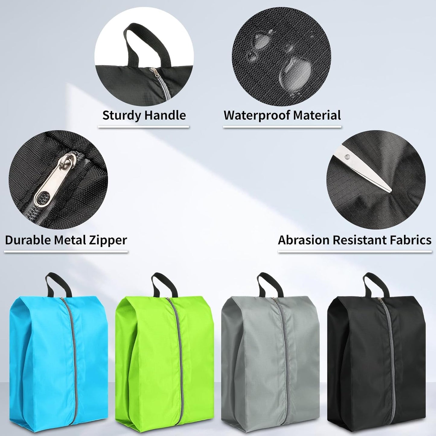 Shoe Bags for Travel, Set of 4 Pack Travel Shoe Bags for Packing, Large Waterproof Portable Travel Shoe Bag with Zipper Travel Essentials Women for and Men
