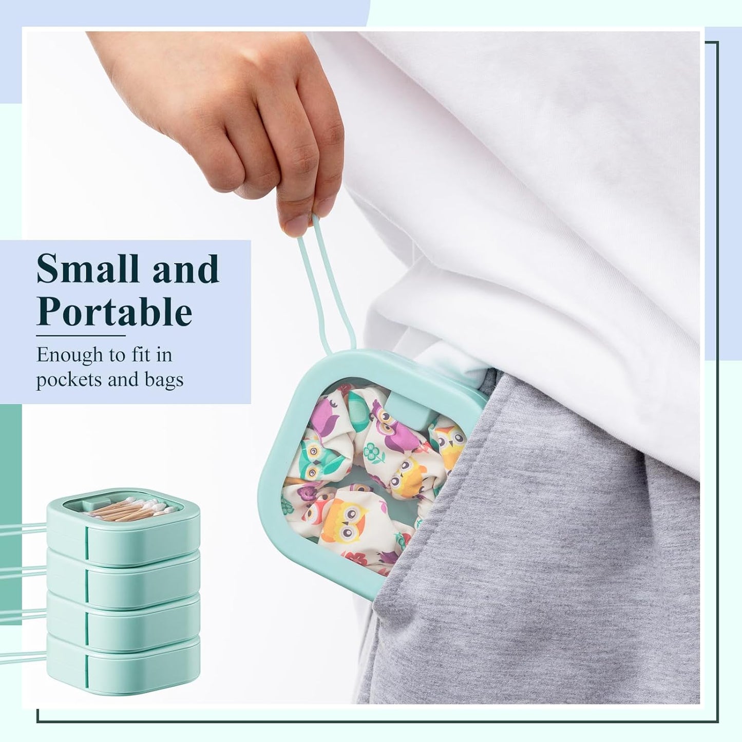 Kathfly 4 Pcs White Hair Tie Organizer Portable Hair Accessory Storage Containers Stackable Hair Tie Bobby Pin Holder Home Cotton Swab Dispenser Hair Accessories Jewelry Organizer Box