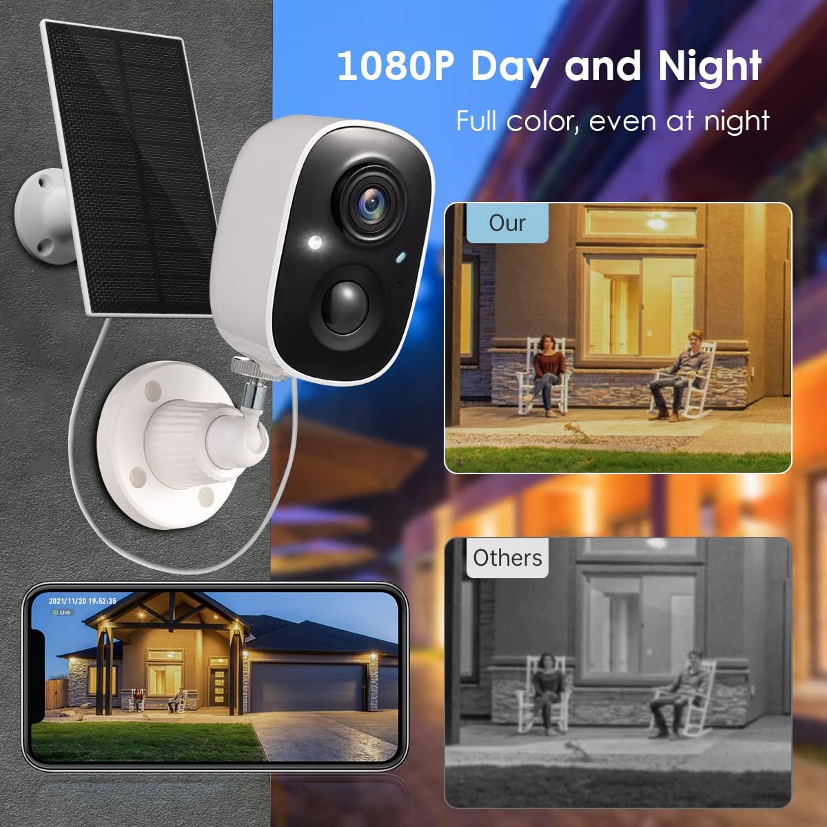 GMK Security Cameras Wireless Outdoor, 2K Color Night Vision AI Motion Detection 2-Way Talk Battery Powered WiFi Home Indoor Camera IP65 Weatherproof Spotlight Siren Alarm Cloud/SD Storage 2-Pack