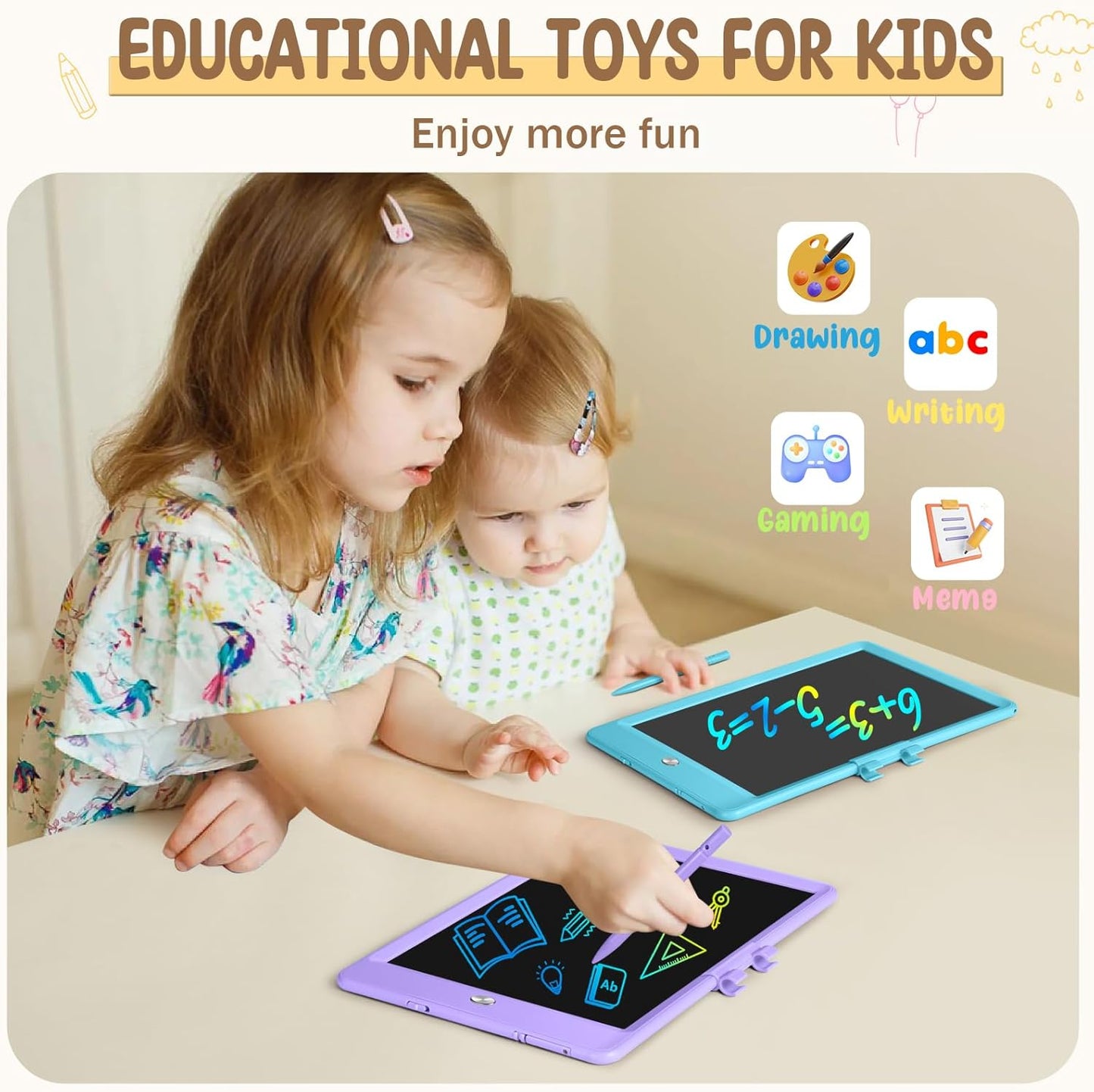 Kidopire LCD Writing Tablet, 2Pack Reusable Drawing Pad for Kids, Colorful Doodle Board Kids Drawing Tablet, Educational Toddler Girl Toys, Birthday Gift Ideas for 3 4 5 6 7 8 Year Old Kids
