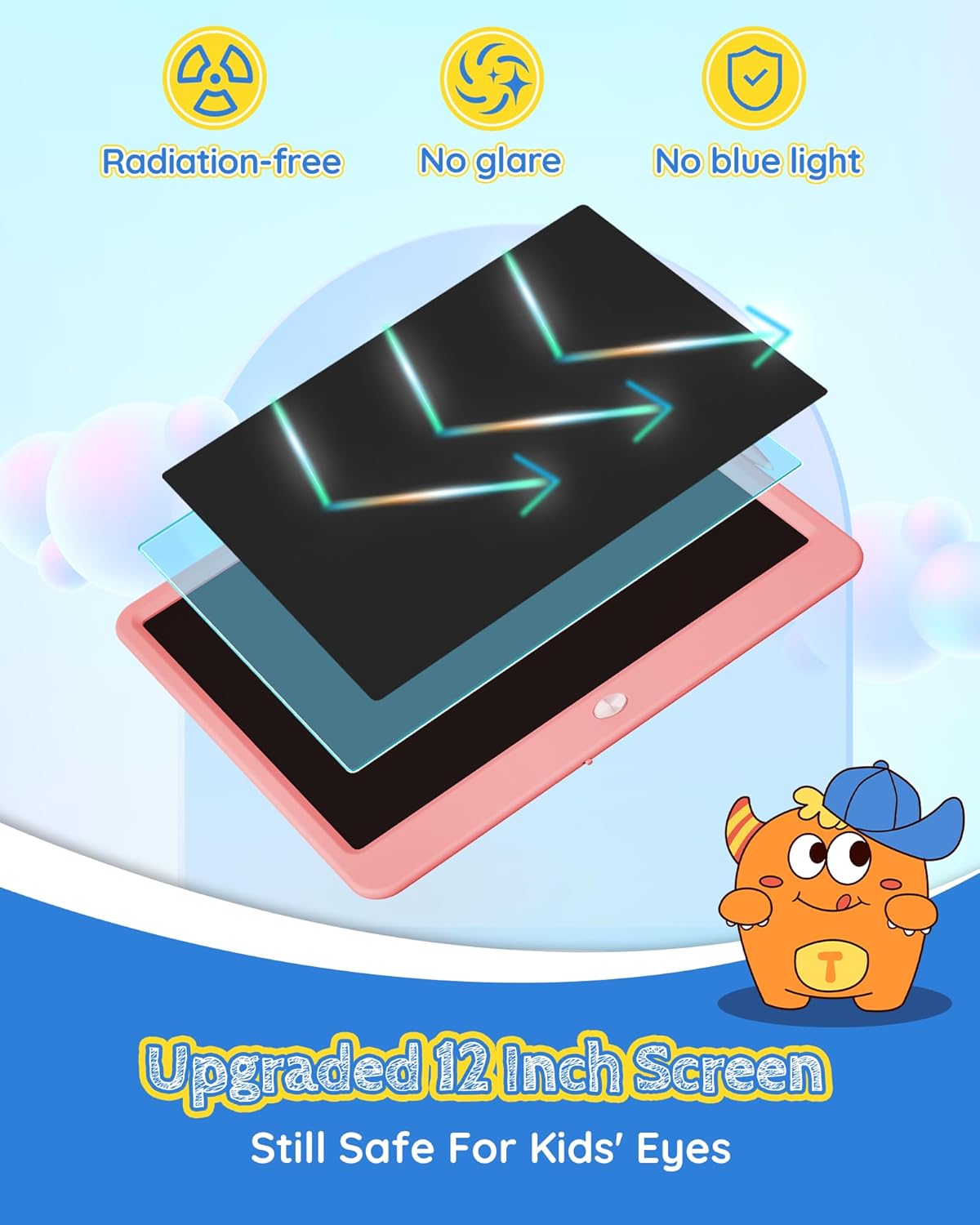 TEKFUN LCD Writing Tablet Doodle Board, 10inch Colorful Drawing Tablet Writing Pad, Kids Travel Essentials, Toddler Toys for 3 4 5 6 7 8 Year Old Girls Boys (Blue)