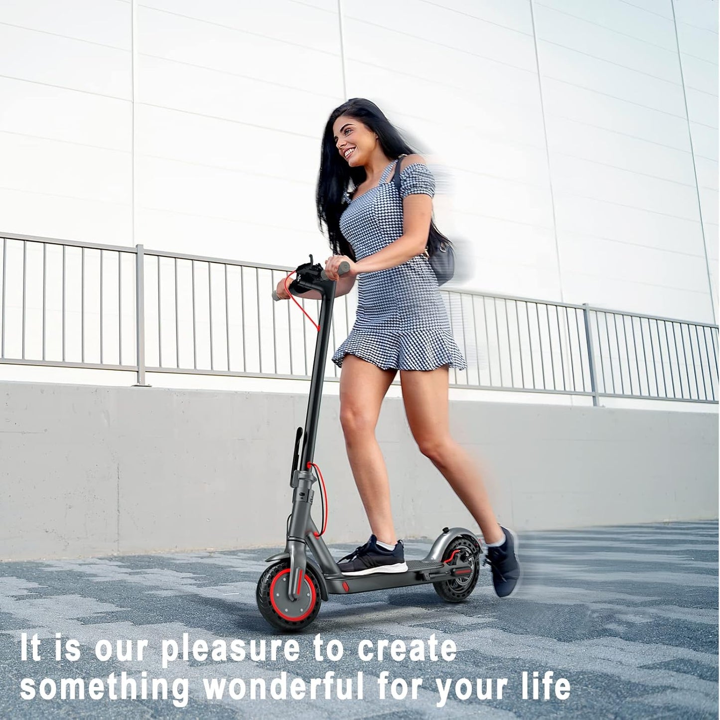 Electric Scooter - 350W Motor, 8.5" Solid Tires, Up to 19 MPH and 20/23 Miles Long-Range Portable Folding Commuting Scooter for Adults with Double Braking System and App